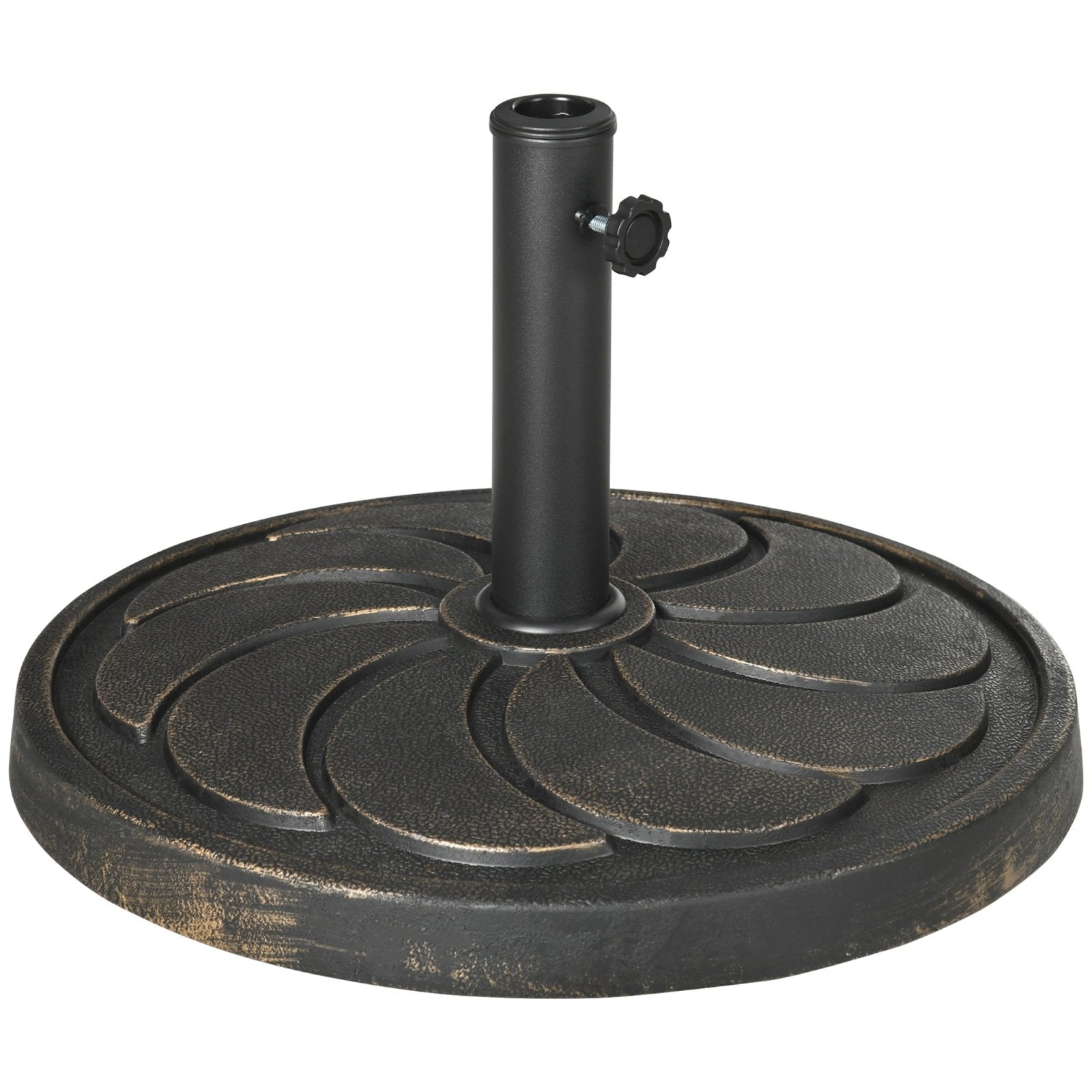 18kg Resin Garden Parasol Base, Round Outdoor Market Umbrella Stand Weight for Poles of ?38mm to ?48mm, Bronze - Bedzy UK modern and affordable home furniture England