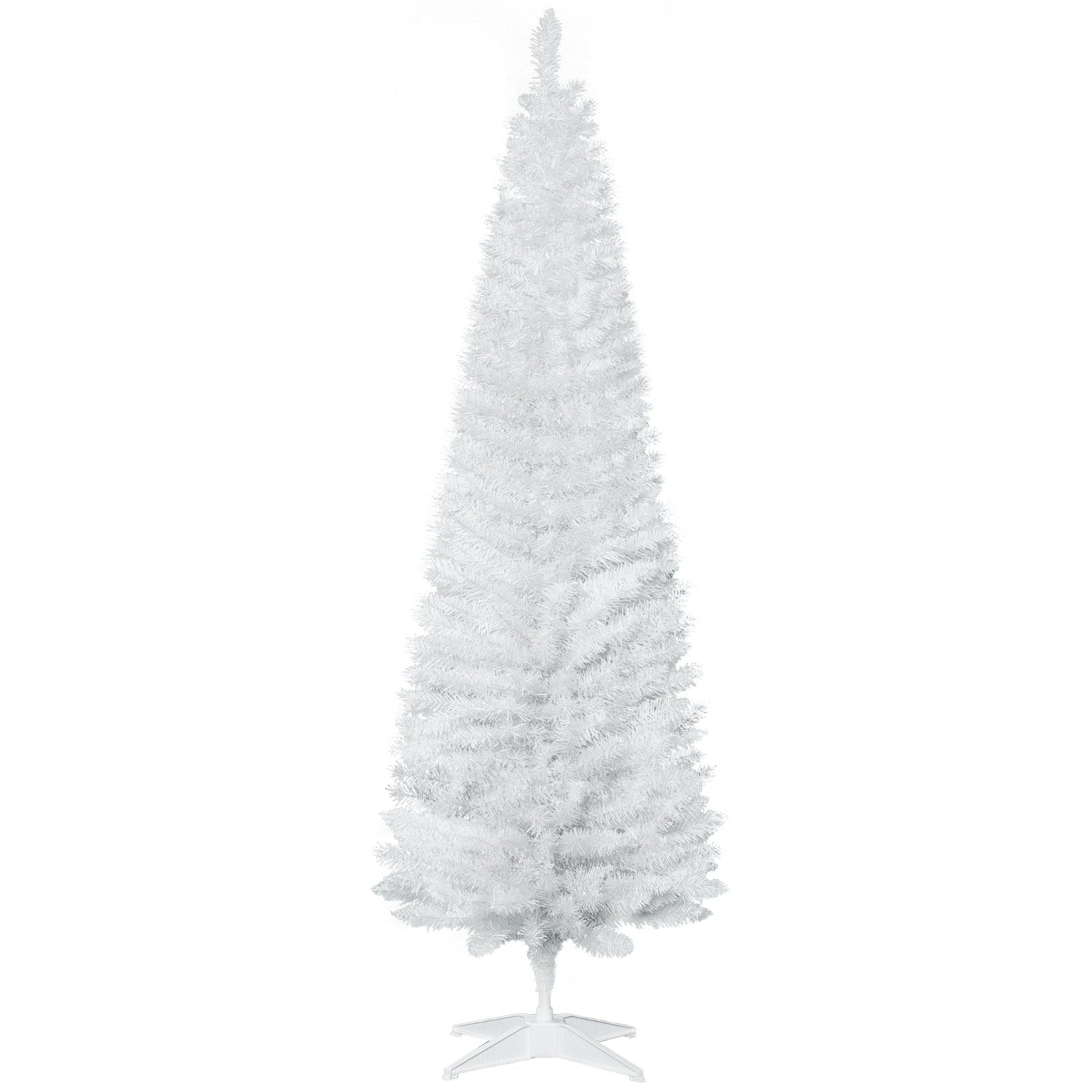 1.8m 6ft Artificial Pine Pencil Slim Tall Christmas Tree with 390 Branch Tips Xmas Holiday Décor with Stand White - Bedzy UK modern and affordable home furniture England