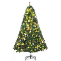 1.8m 6ft Pre Lit Christmas Tree with 200 LED Lights and Decorative Balls Ornament Metal Stand - Green