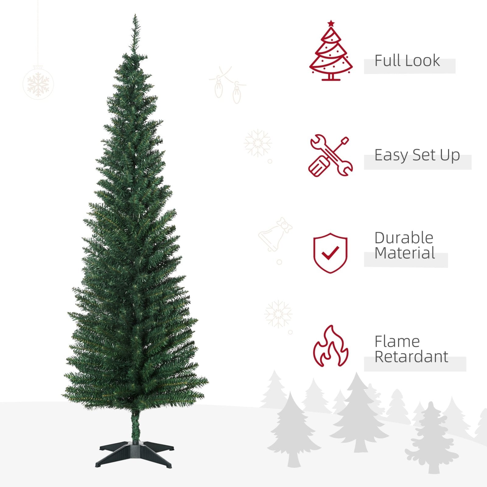 1.8m Artificial Christmas Tree Pine Tree W/Plastic Stand - Green - Bedzy UK modern and affordable home furniture England