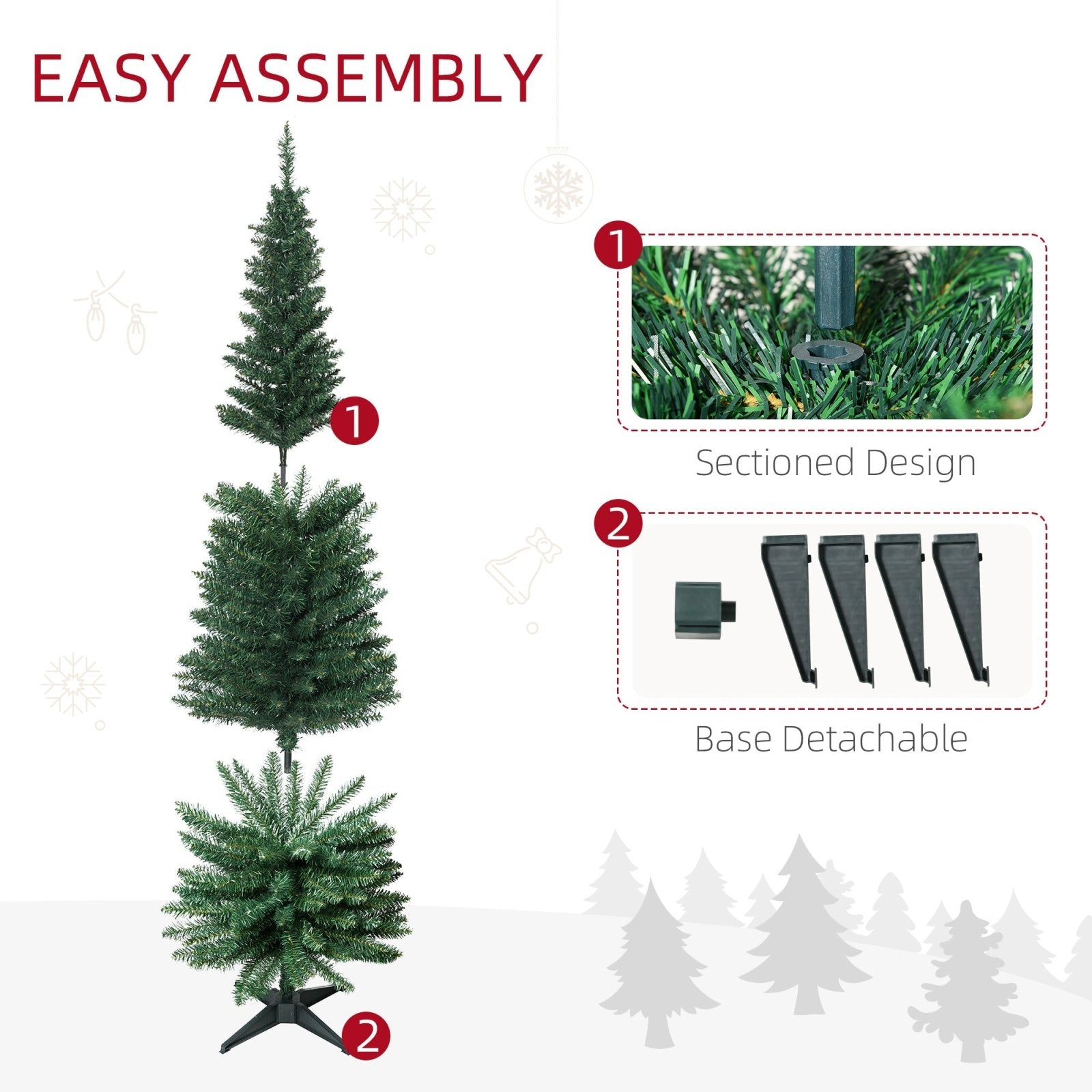 1.8m Artificial Christmas Tree Pine Tree W/Plastic Stand - Green - Bedzy UK modern and affordable home furniture England