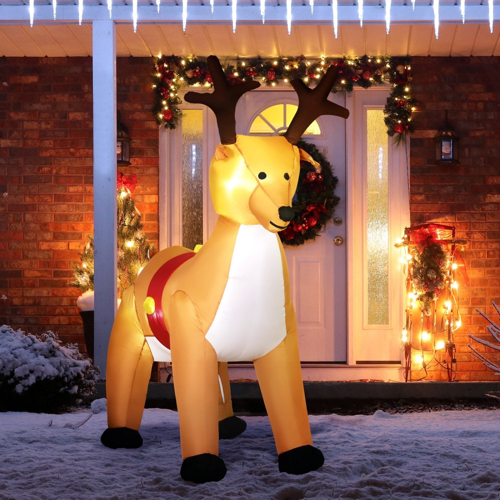 1.8m Christmas Inflatable Reindeer with LED Lights Xmas Deer Decoration Blow Up Decor for Holiday Outdoor - Bedzy UK modern and affordable home furniture England