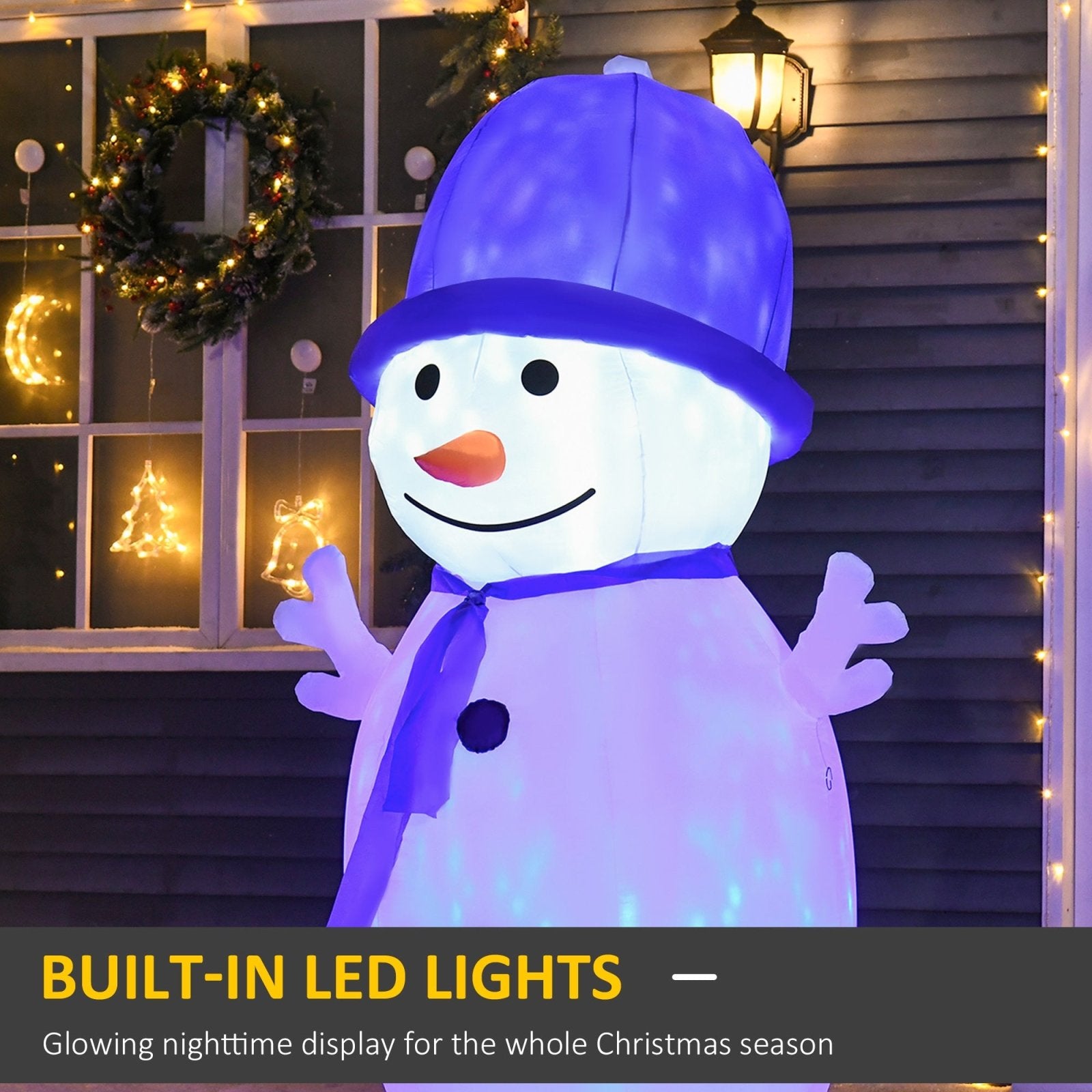 1.8m Christmas Inflatable Snowman Outdoor LED Light Blow Up Decoration for Home Indoor Garden Lawn - Bedzy UK modern and affordable home furniture England