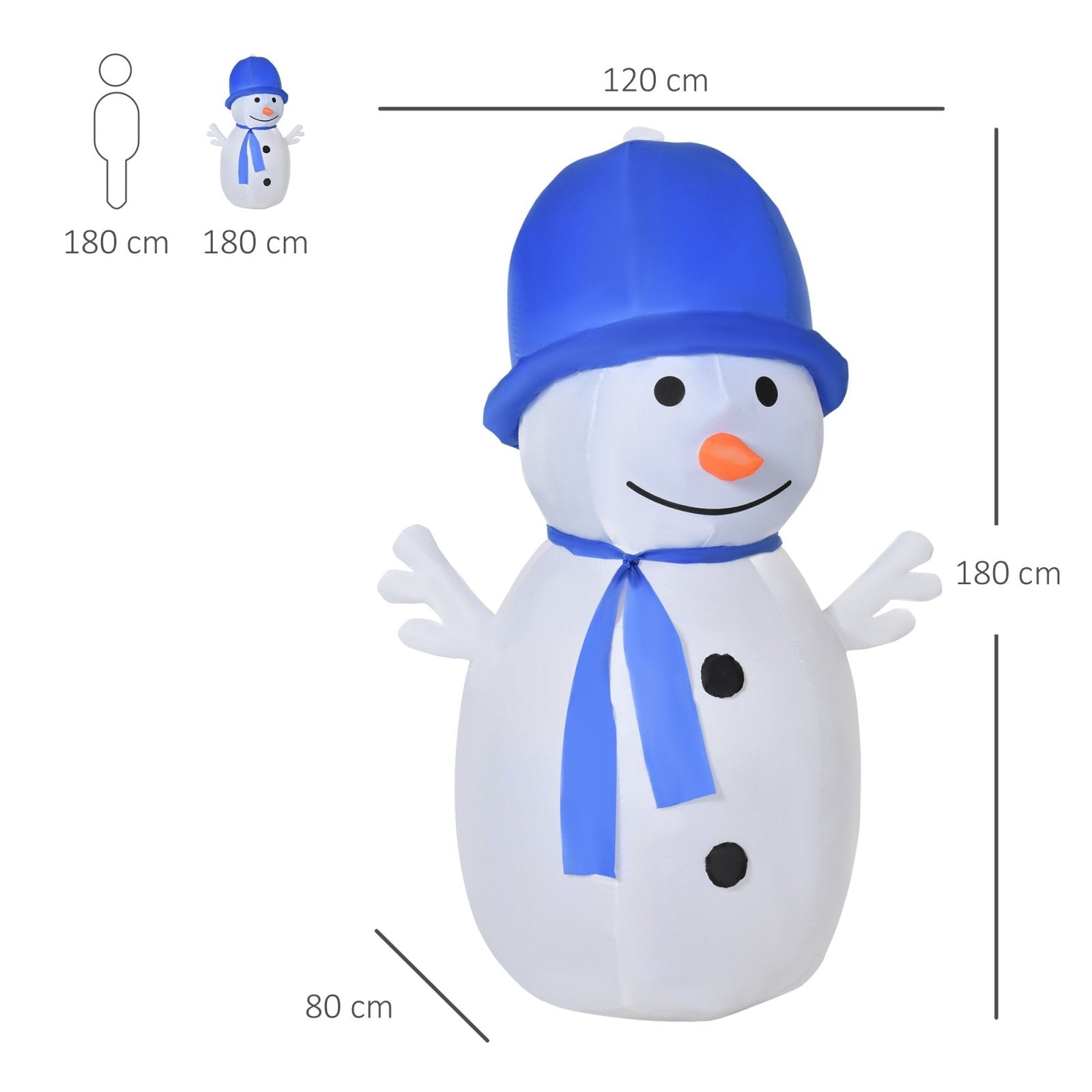 1.8m Christmas Inflatable Snowman Outdoor LED Light Blow Up Decoration for Home Indoor Garden Lawn - Bedzy UK modern and affordable home furniture England