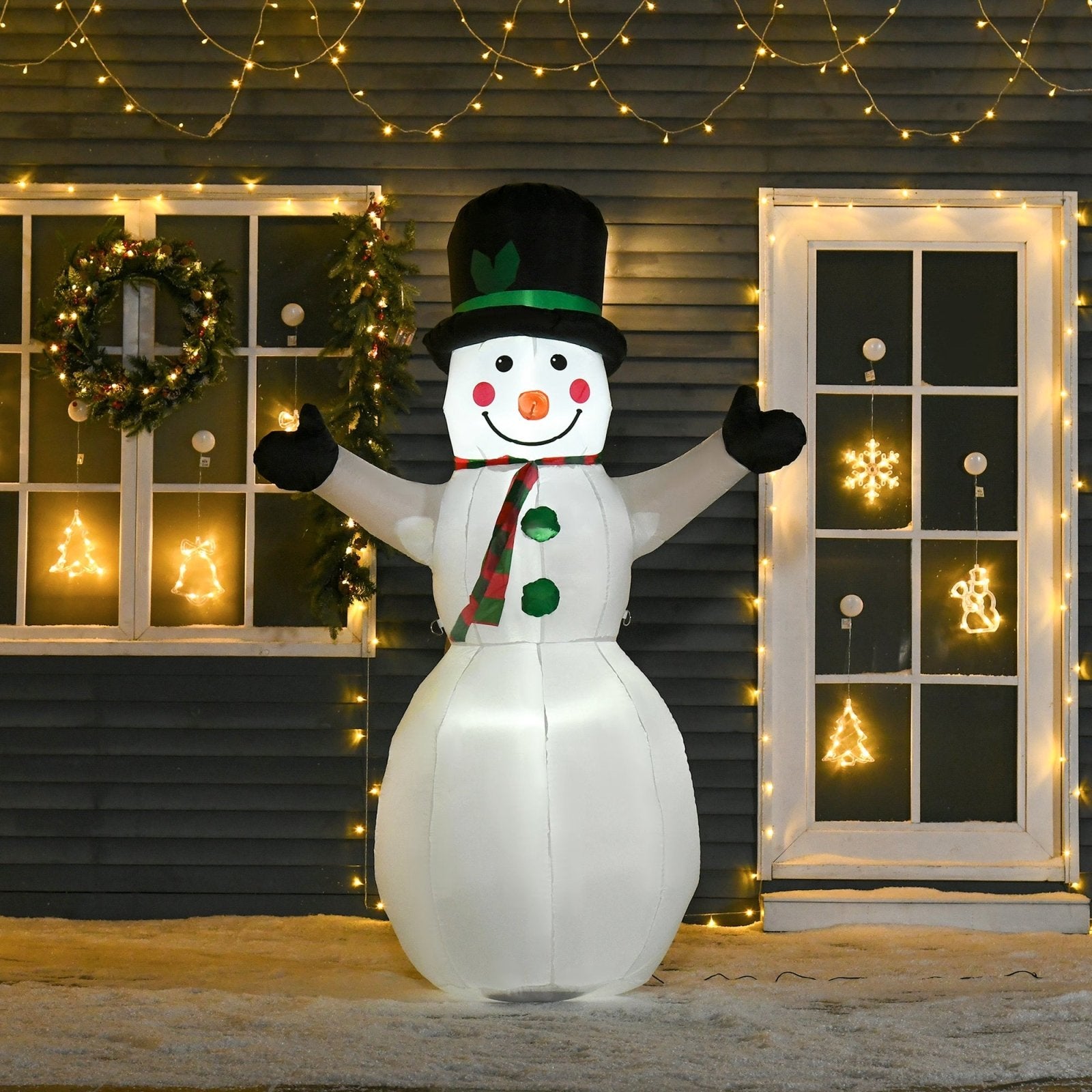 1.8m Inflatable Snowman Decoration, Polyester - White - Bedzy UK modern and affordable home furniture England