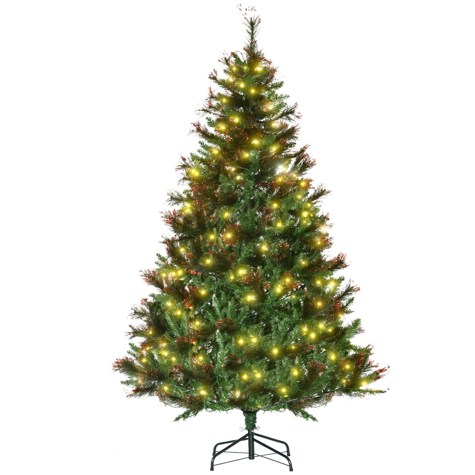 1.8m Prelit Christmas Tree Artificial Tree, Metal Stand - Green - Bedzy UK modern and affordable home furniture England