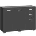 Sideboard, Modern Storage Cabinet with 2 Drawers, 3 Doors and Adjustable Shelves, Black