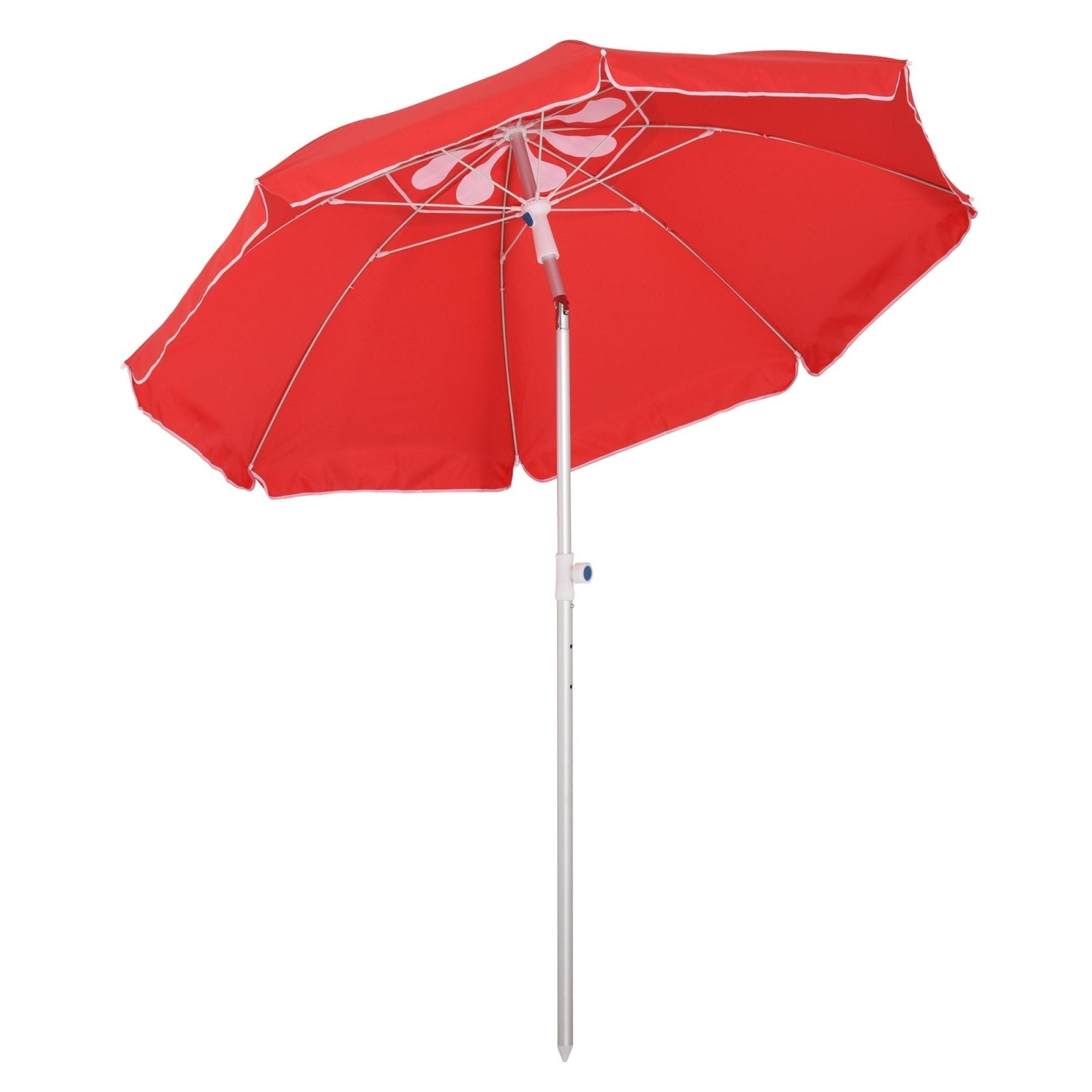 1.9m Arced Beach Umbrella 3 - Angle Canopy Parasol w/ Aluminium Frame Pointed Spike Carry Bag Outdoor Sun Safe Shelter Patio Red - Bedzy UK modern and affordable home furniture England