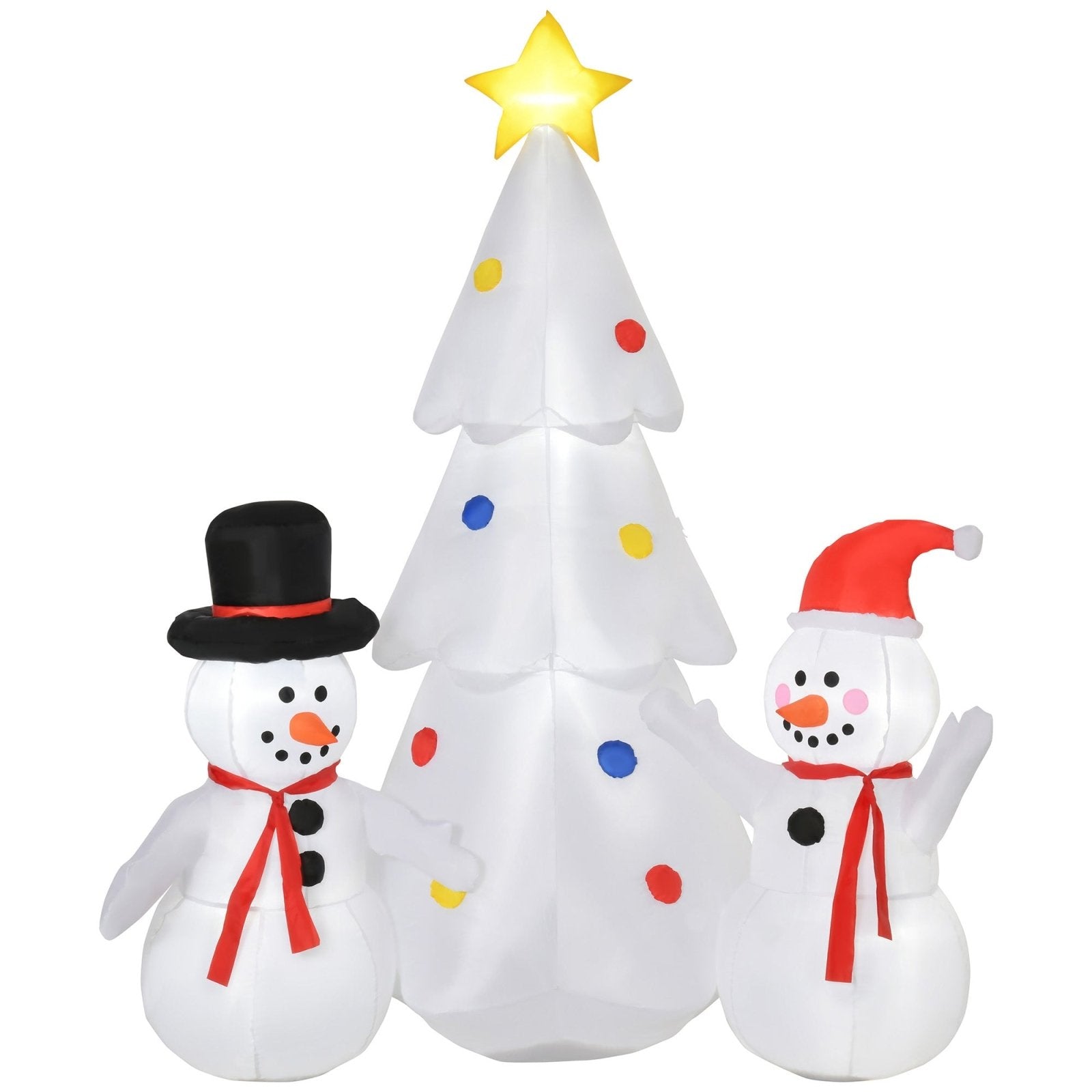 1.9M Christmas Inflatable Tree with Star and Snowmen, LED Lighted for Home Indoor Outdoor Garden Lawn Decoration Party Prop - Bedzy UK modern and affordable home furniture England