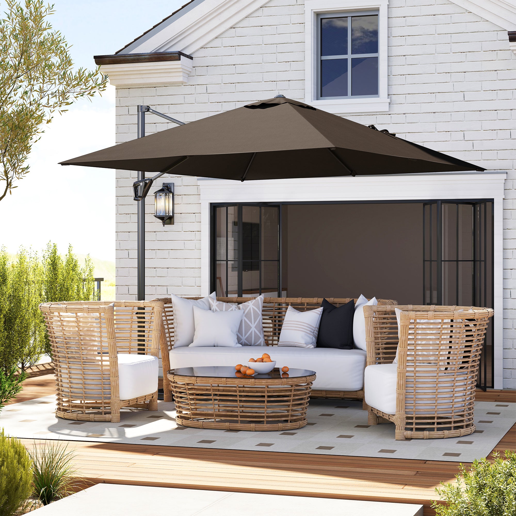 Patio Offset Parasol Umbrella - Tan