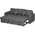 3 Seater Corner Sofa Bed with Storage and Reversible Chaise Lounge - Dark Grey