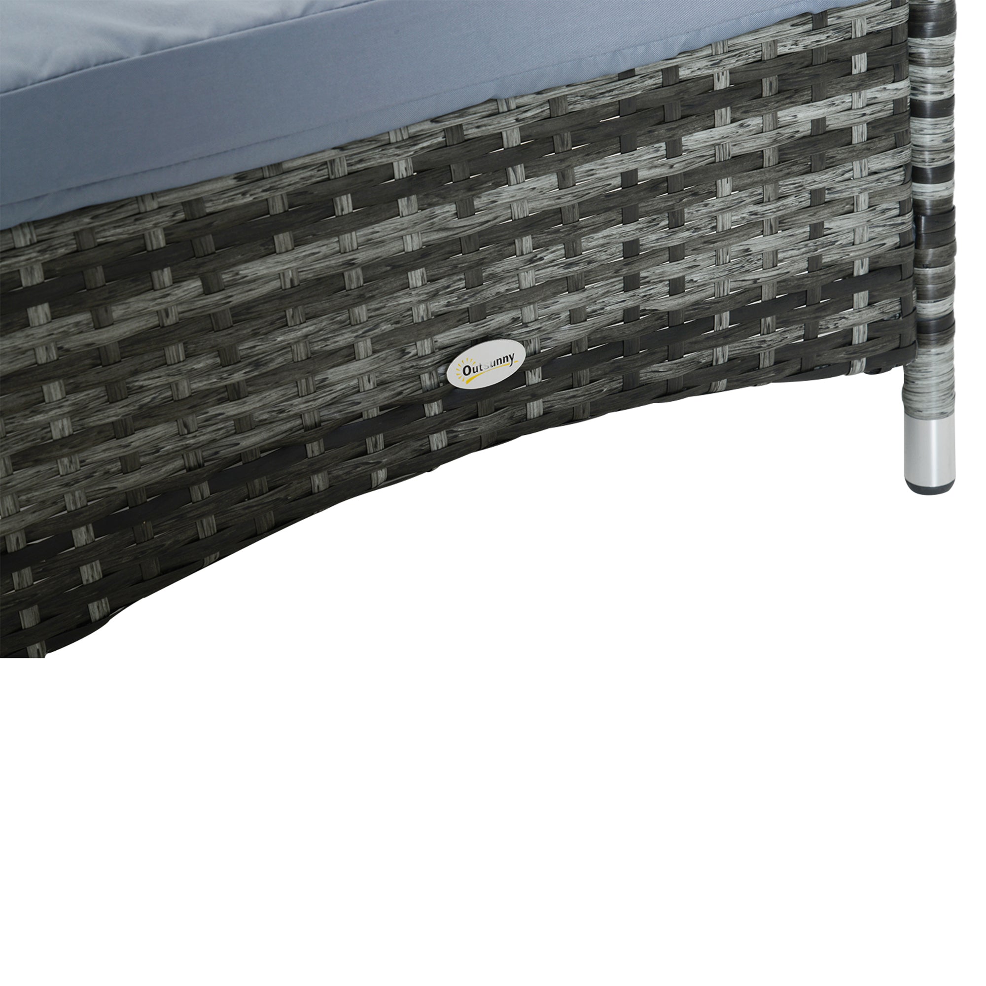 2PC Rattan Sun Lounger Recliner Bed Reclining Chair Patio Garden Outdoor Wicker Weave Adjustable Headrest with Fire Retardant Cushion €“ Grey