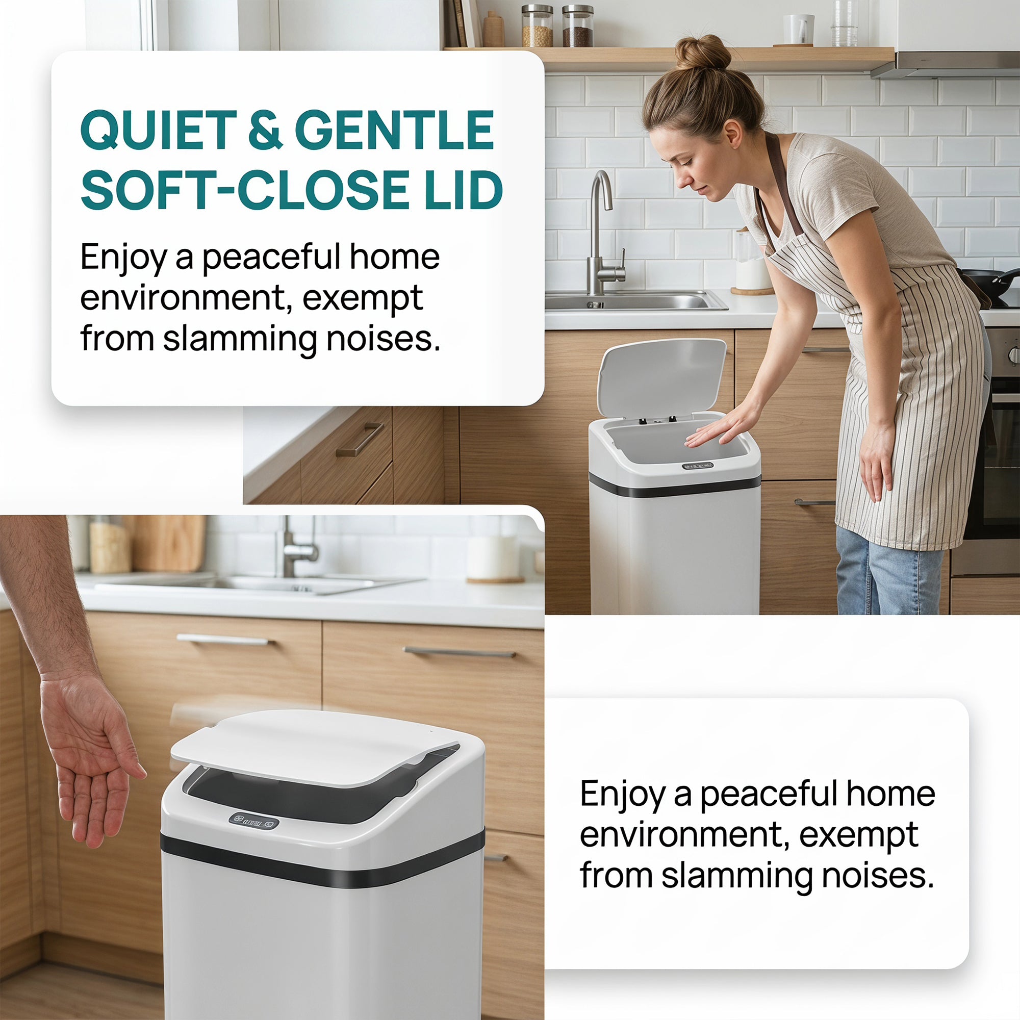 48L Stainless Steel Sensor Bin - White