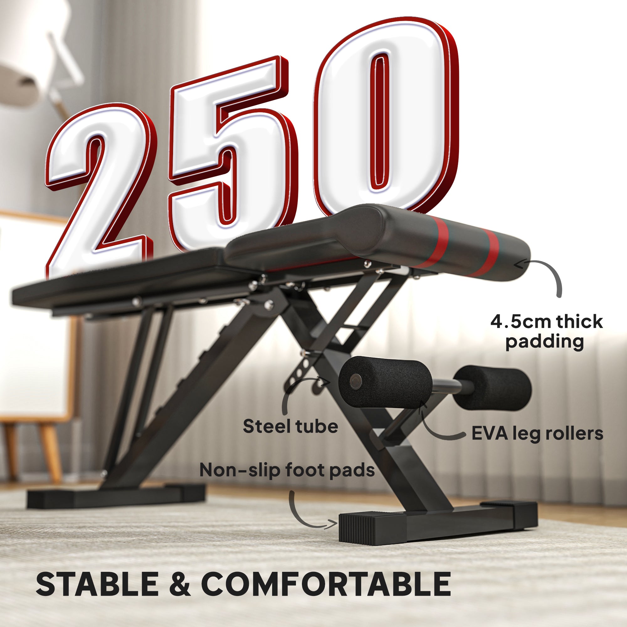 Foldable Weight Bench, Adjustable Incline Flat Bench Press with 6-Level Backrest, 4-Level Seat, Leg Extension for Home Gym Workout Full Body Strength Training