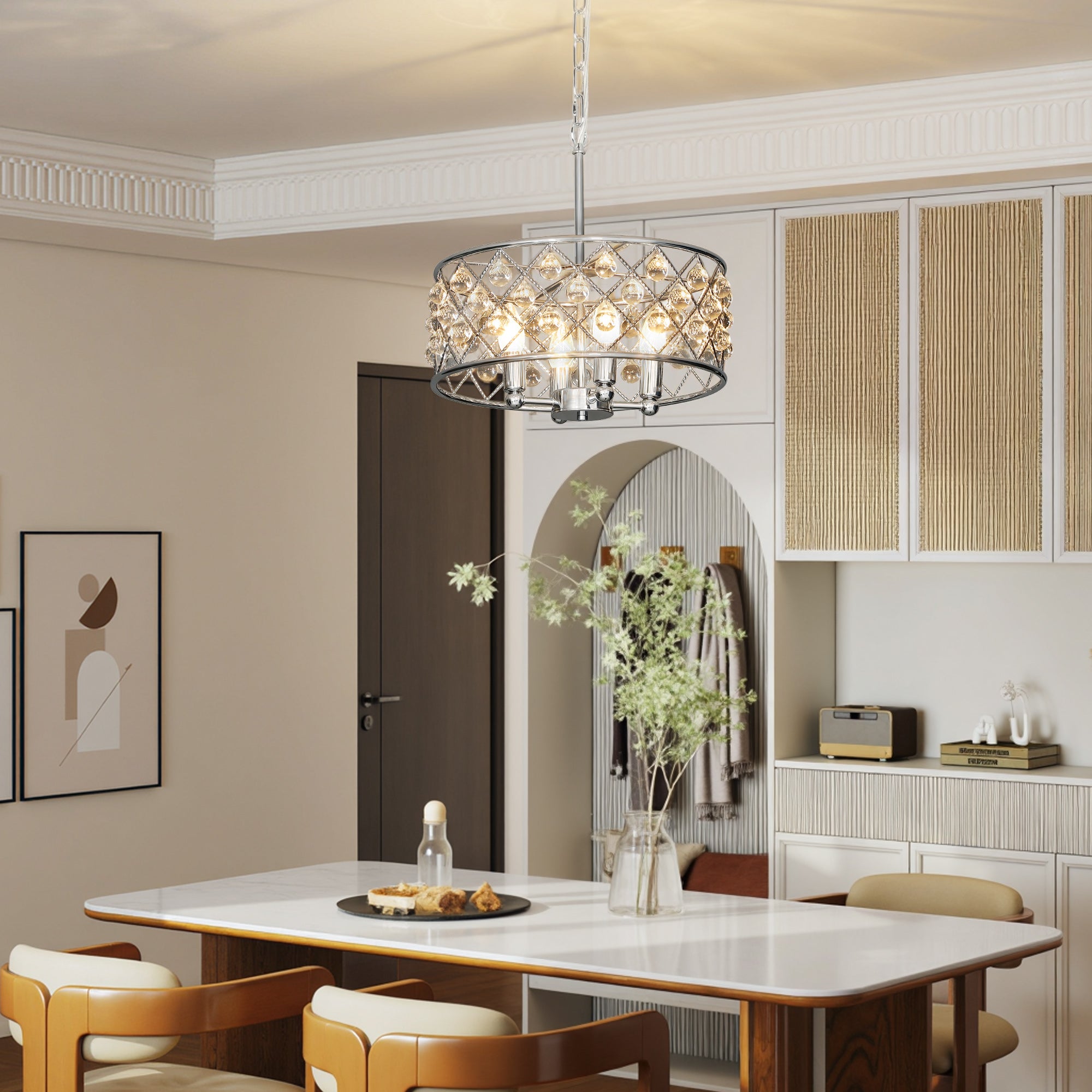 51 Crystallite Four-Bulb Chandelier - Silver-Tone