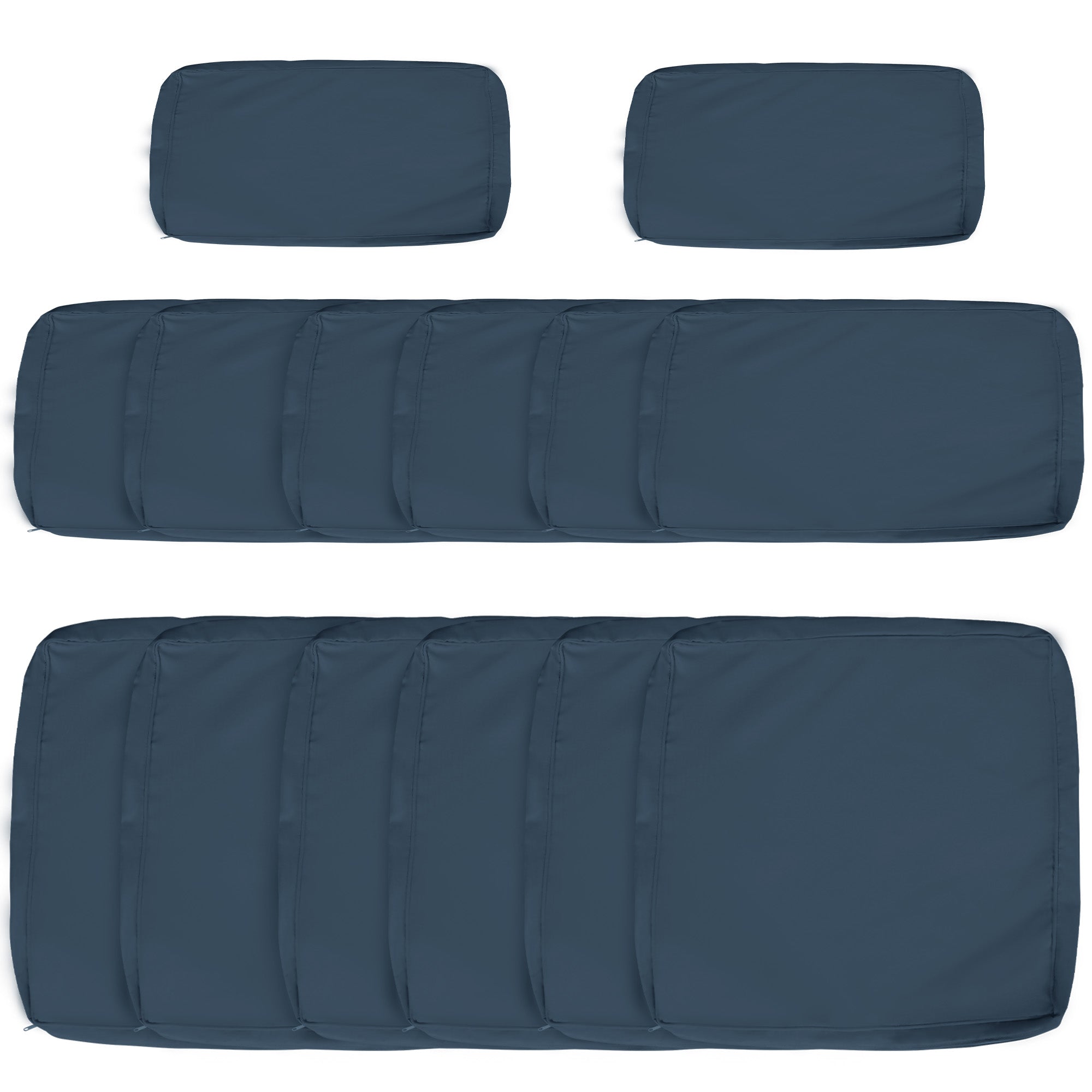 Set of 14 Polyester Garden Rattan Sofa Cushion Covers - Blue