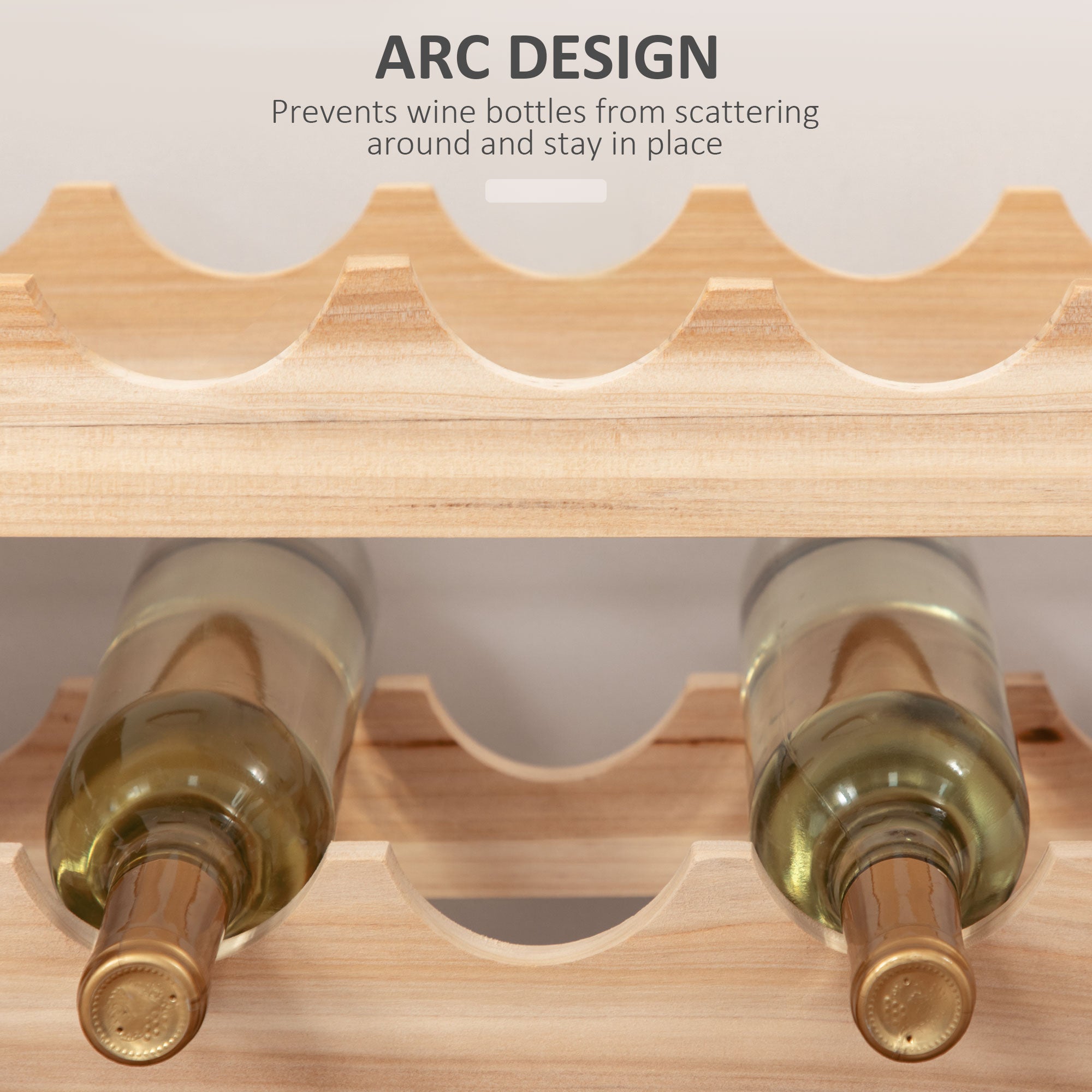 Three-Tier, 36 Bottle Wooden Wine Rack - Natural