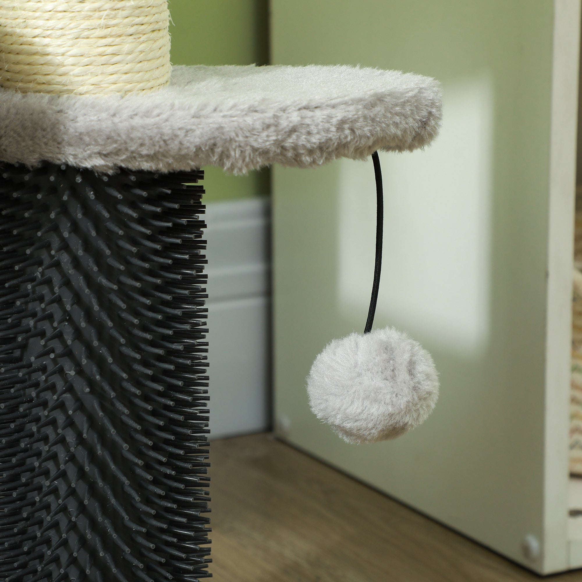 2-in-1 Cat Tree, Pet Stairs w/ Scratching Post, Toy Balls, for Bed, Sofa, Couch, Light Grey