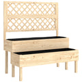 Raised Garden Bed 2-Tier Stepped Design Planter Box with Trellis for Climbing Plants 108x62x120 cm