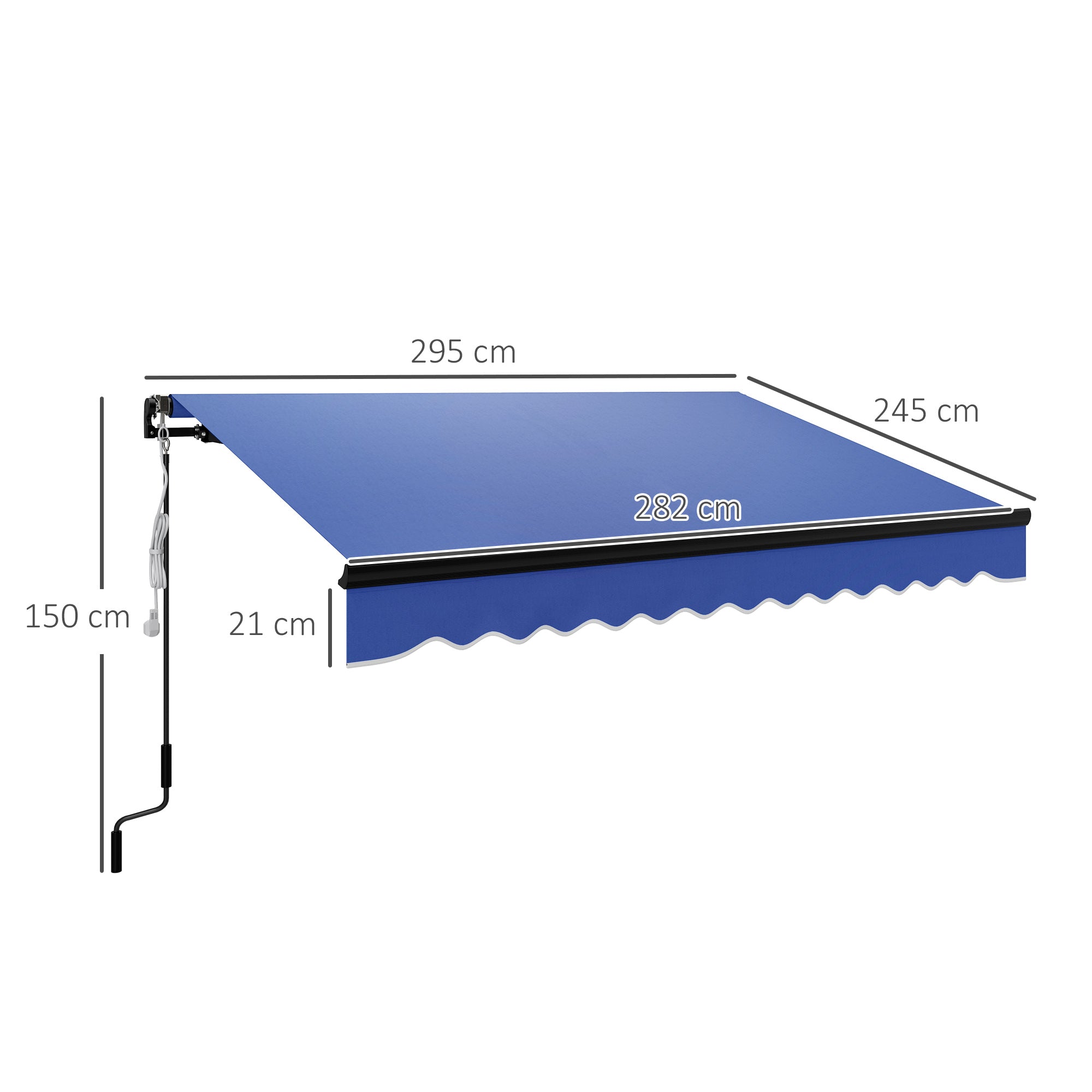 3 Metre Electric Retractable Awning with LED Light - Blue