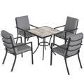 5 Pieces Outdoor Dining Set with Cushions, Garden Dining Set for 4 with Square Table and Stackable Chairs