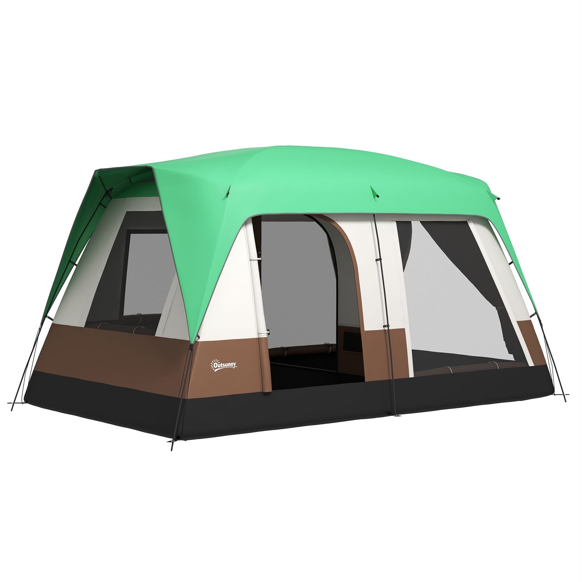 Six-Man Camping Tent, with Small Rainfly and Accessories - Green