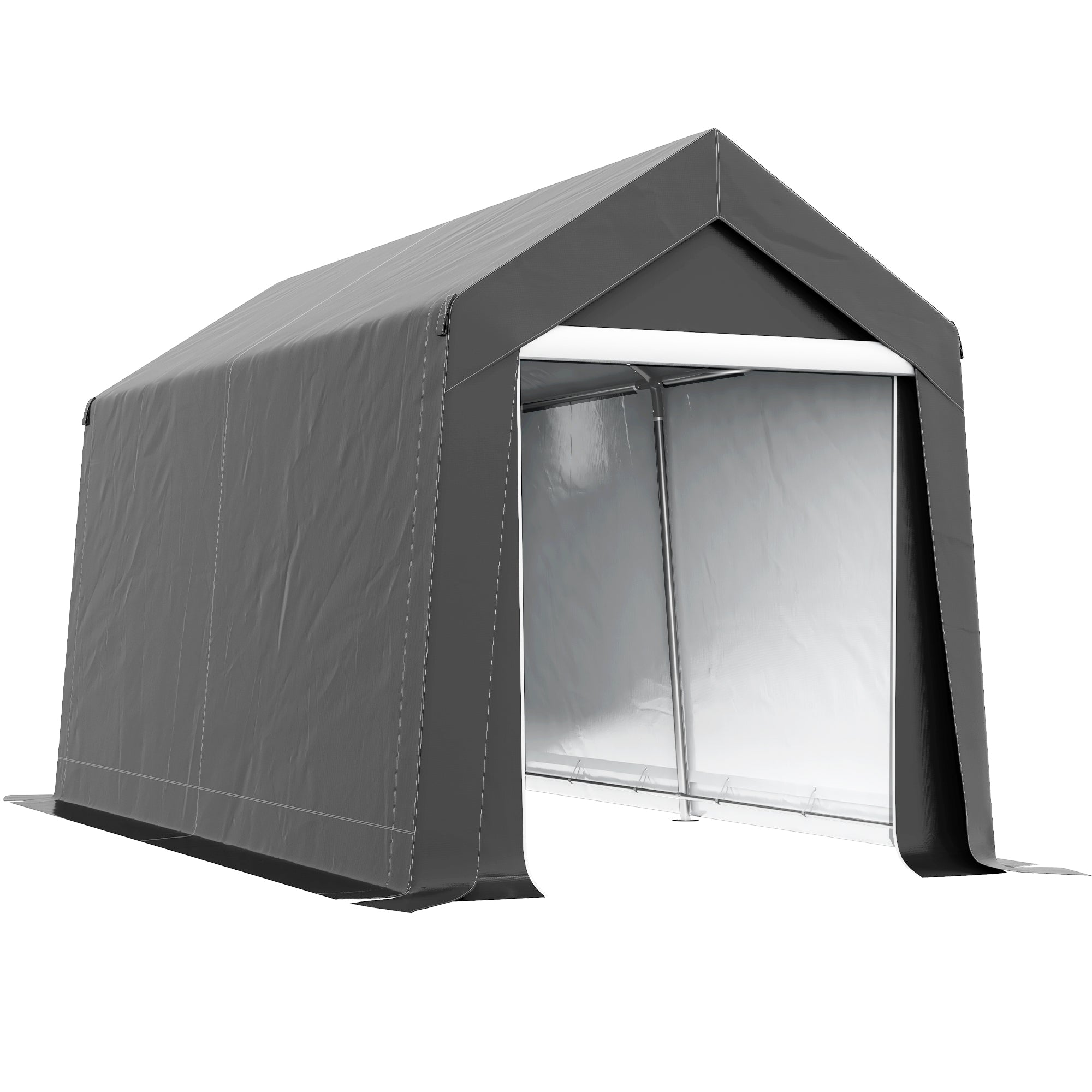 3.6 x 2.1m Portable Outdoor Shed, with Window - Dark Grey