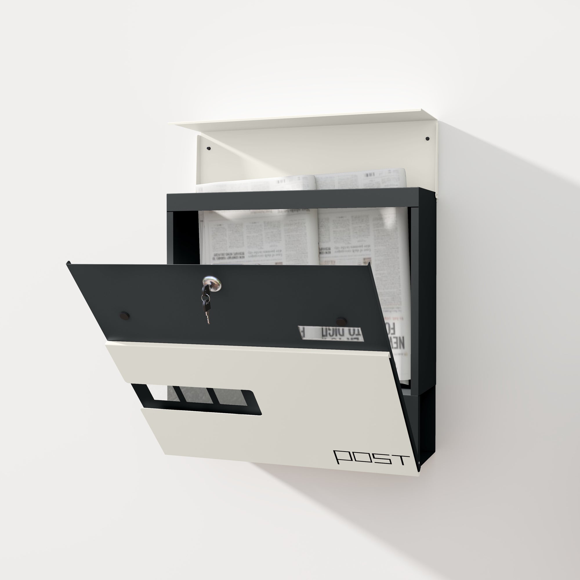 Locking Galvanised Steel Letterbox - White/Black