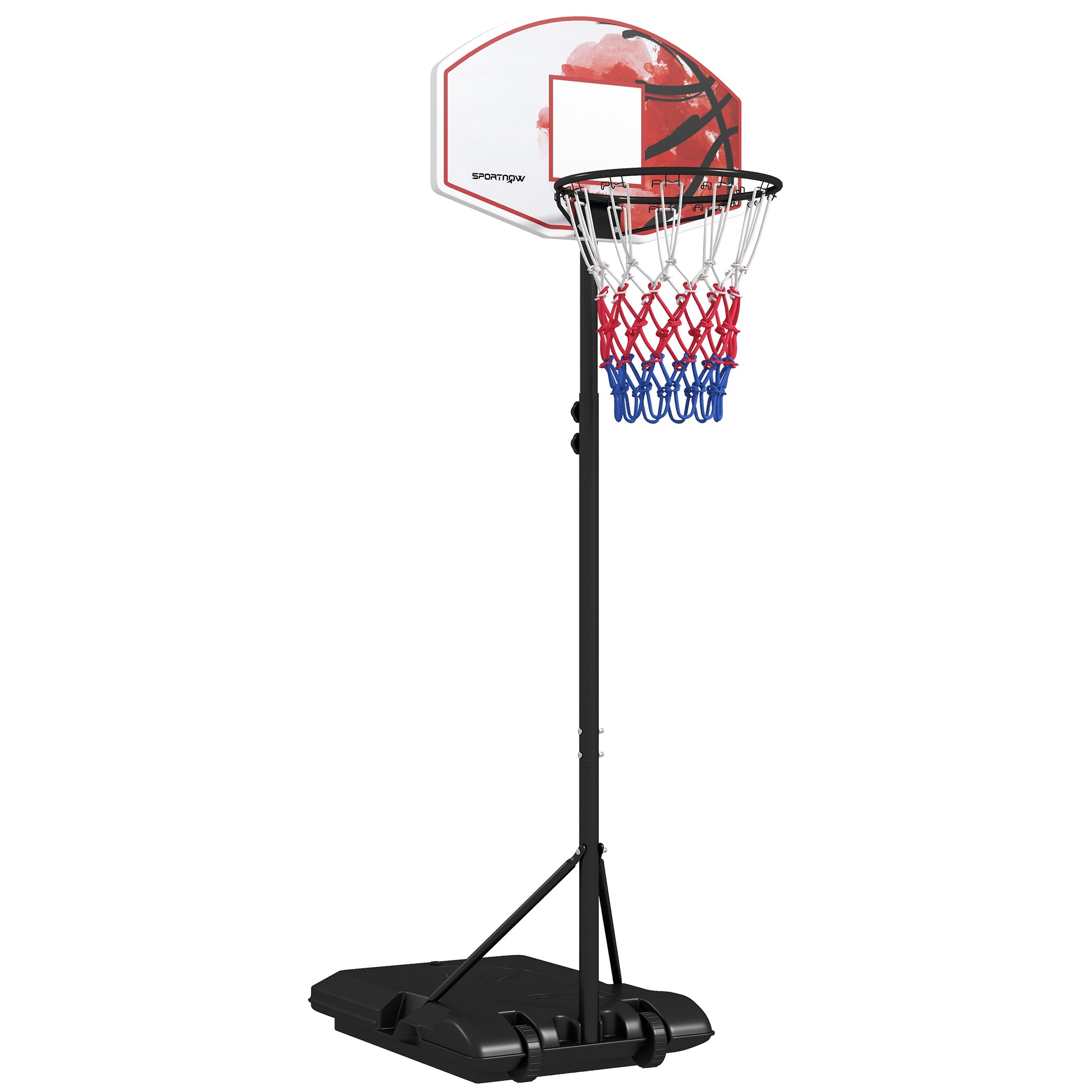 Adjustable Basketball Stand Net System, with Wheels, Enlarged Base, PE, Backboard, 179-209cm