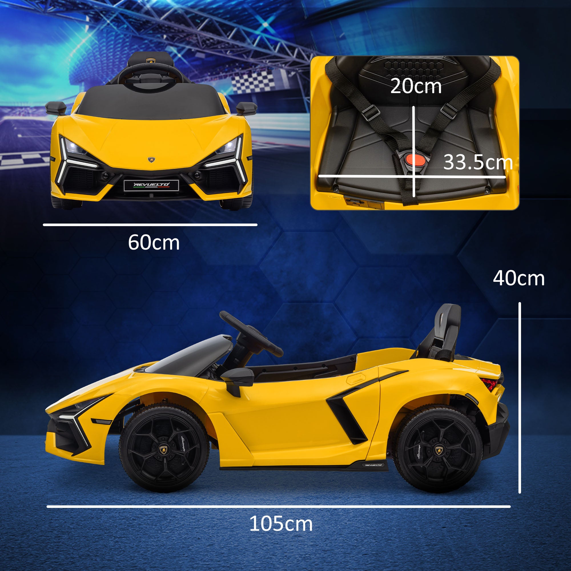 Lamborghini Revuelto Licensed 12V Ride on Car w/ Butterfly Doors, Transport Wheels, Suspension, Remote Control, Yellow