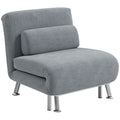 Single Foldable Sofa Bed 1 Person Sleeper with Pillow - Grey