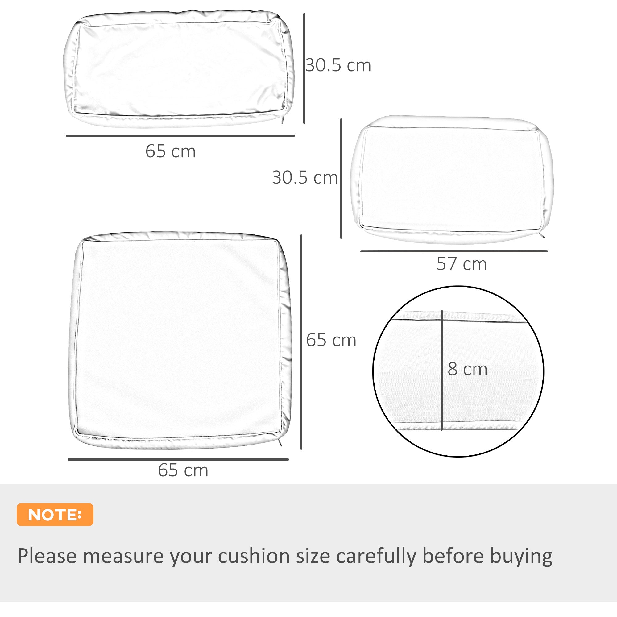 14 Piece Outdoor Cushion Set with Durable Polyester Covers - Beige