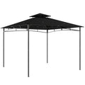 3 x 3 m Gazebo, Garden Gazebo with 2-Tier Roof, Metal Frame, Black