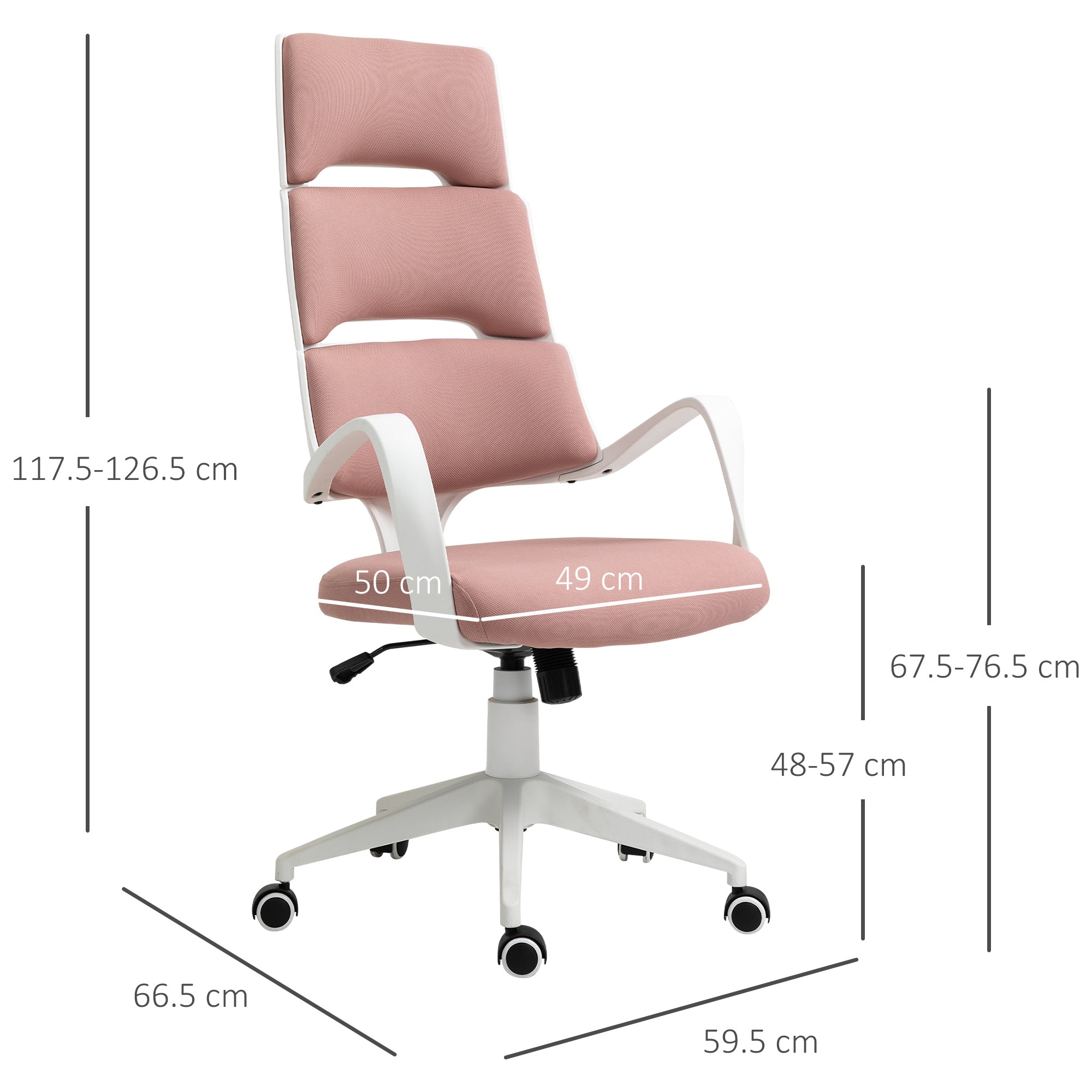 Plastic Ergonomic High Back Office Chair Pink