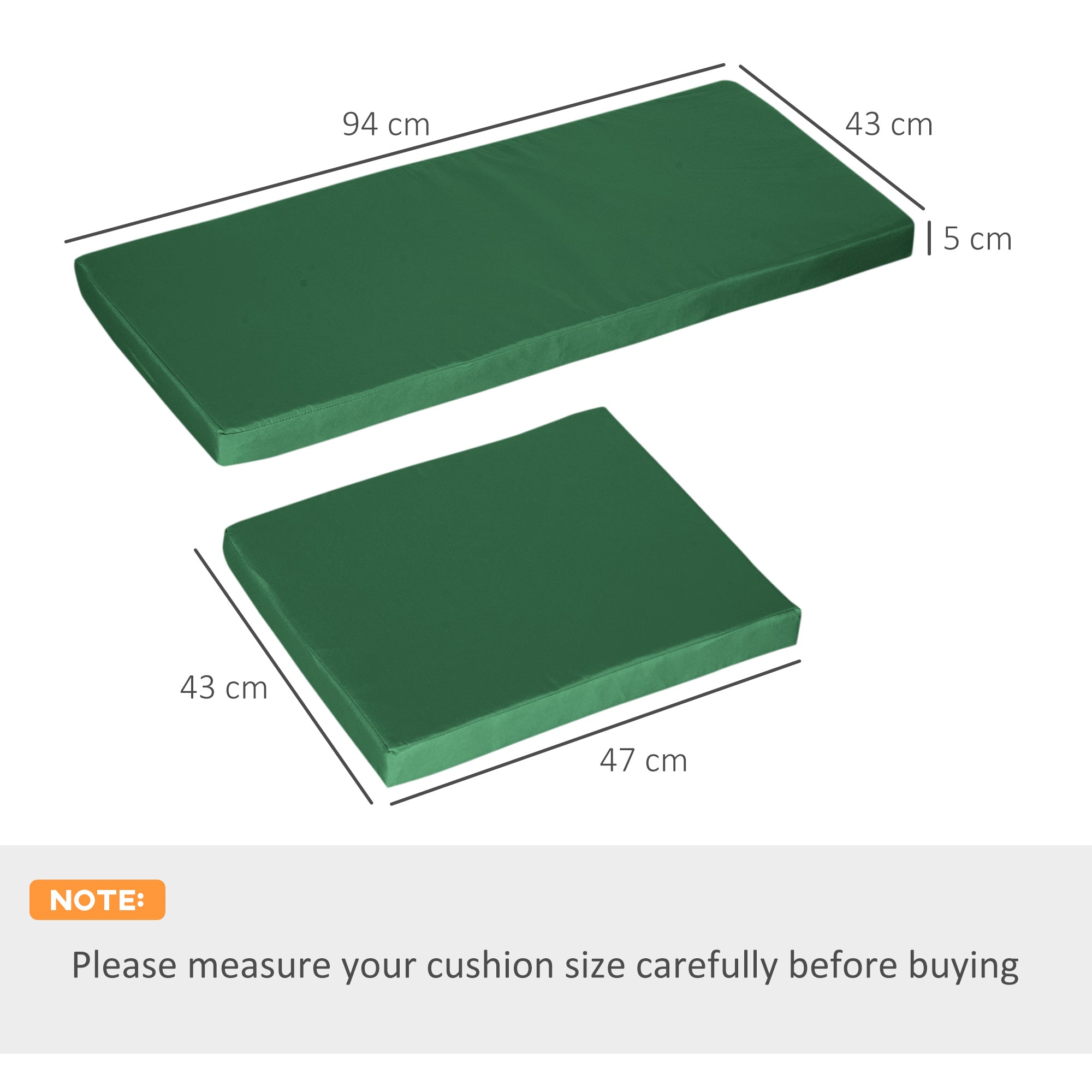 3 Piece Rattan Outdoor Seat Cushion Set - Green
