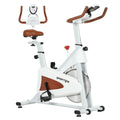Indoor Stationary Exercise Bike with Adjustable Seat and Resistance - White