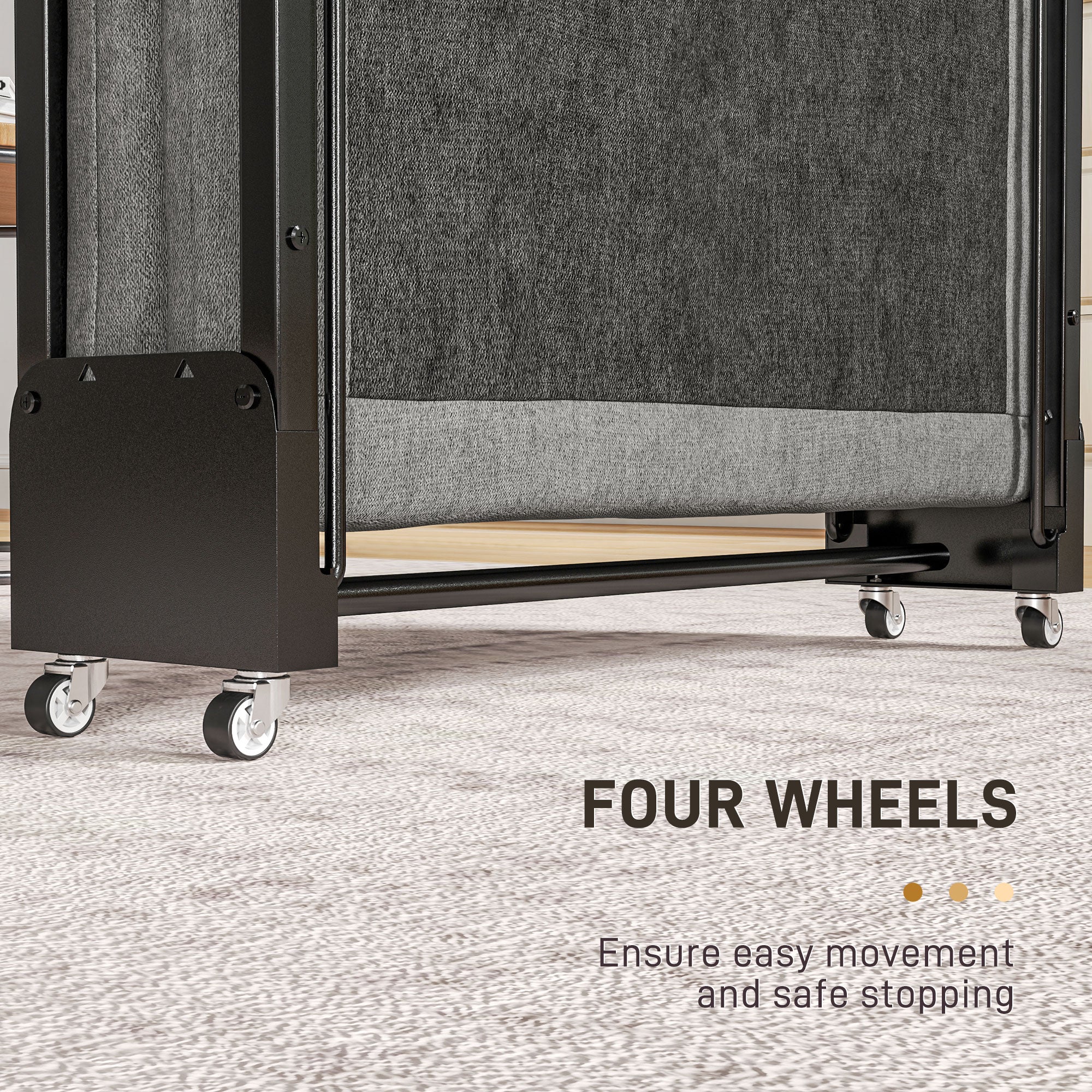 Single Temporary Folding Bed with Comfortable Mattress - Grey