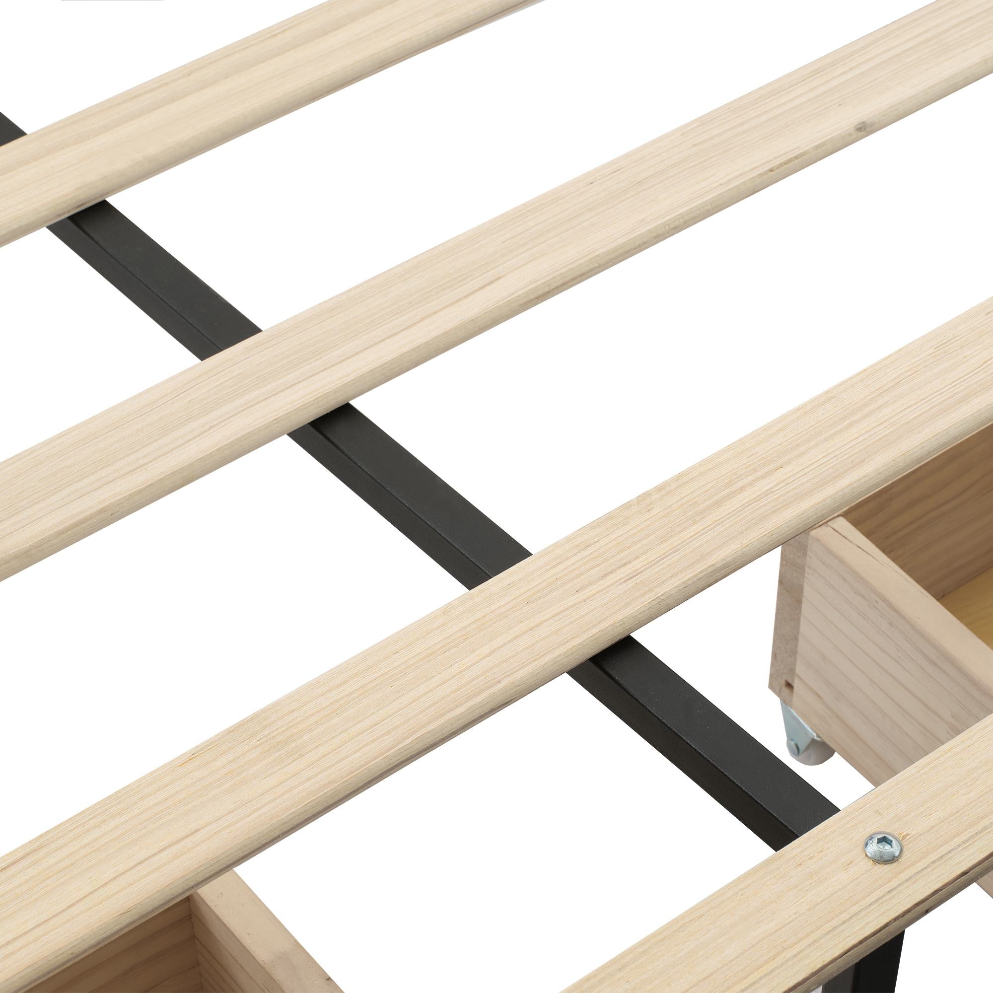 Upholstered Storage Bed with 4 Drawers and Soft Backrest - Gray