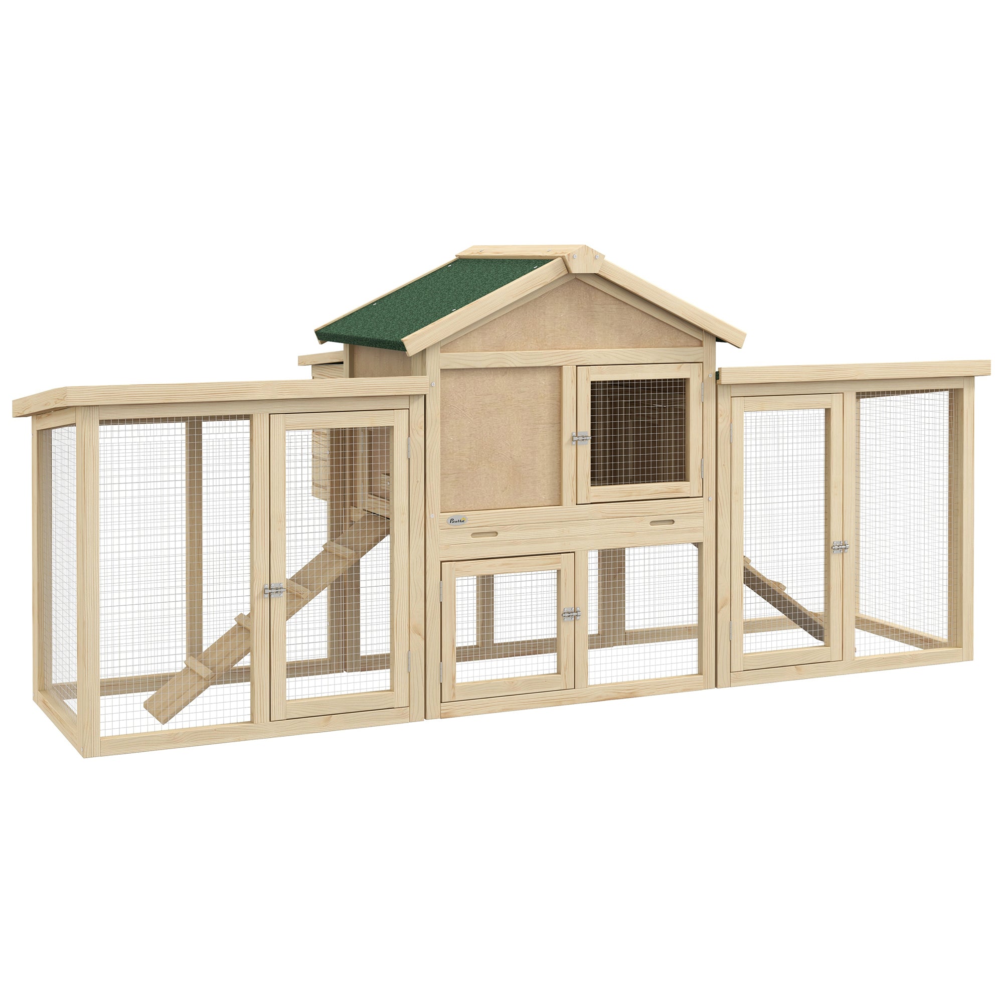 Large Chicken Coop with Run Backyard Hen House Poultry Coops Cages with Nesting Box Wooden 204 x 85 x 93cm