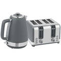 Stainless Steel Panel Kettle and Toaster Set - Grey