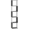 Modern 5-Tier Freestanding Bookshelf Storage Shelving for Living Room Home Office - White and Dark Grey