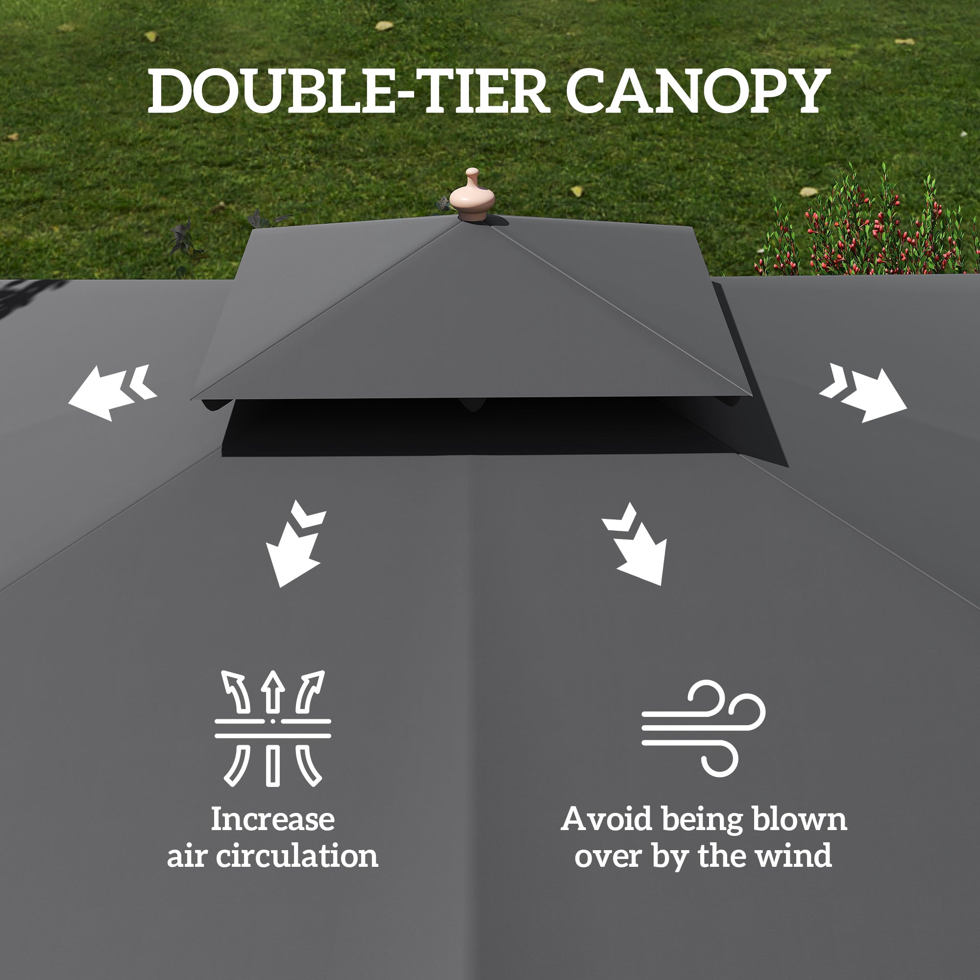 3 m Square Garden Parasol - Black