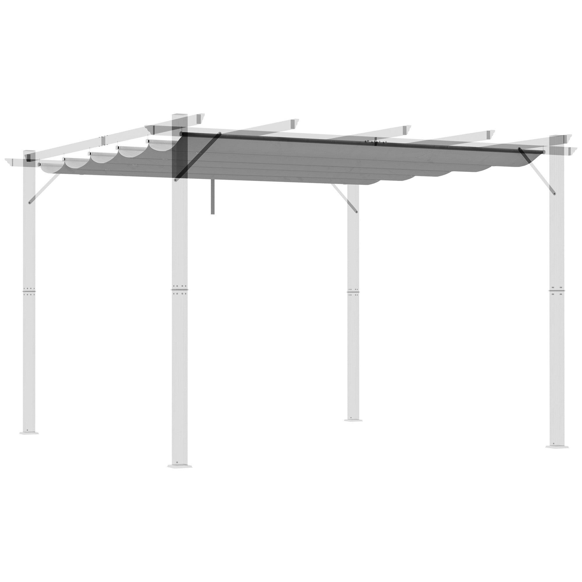 Retractable Pergola Shade Cover Replacement Canopy Fabric 3x3 Metres Light Grey