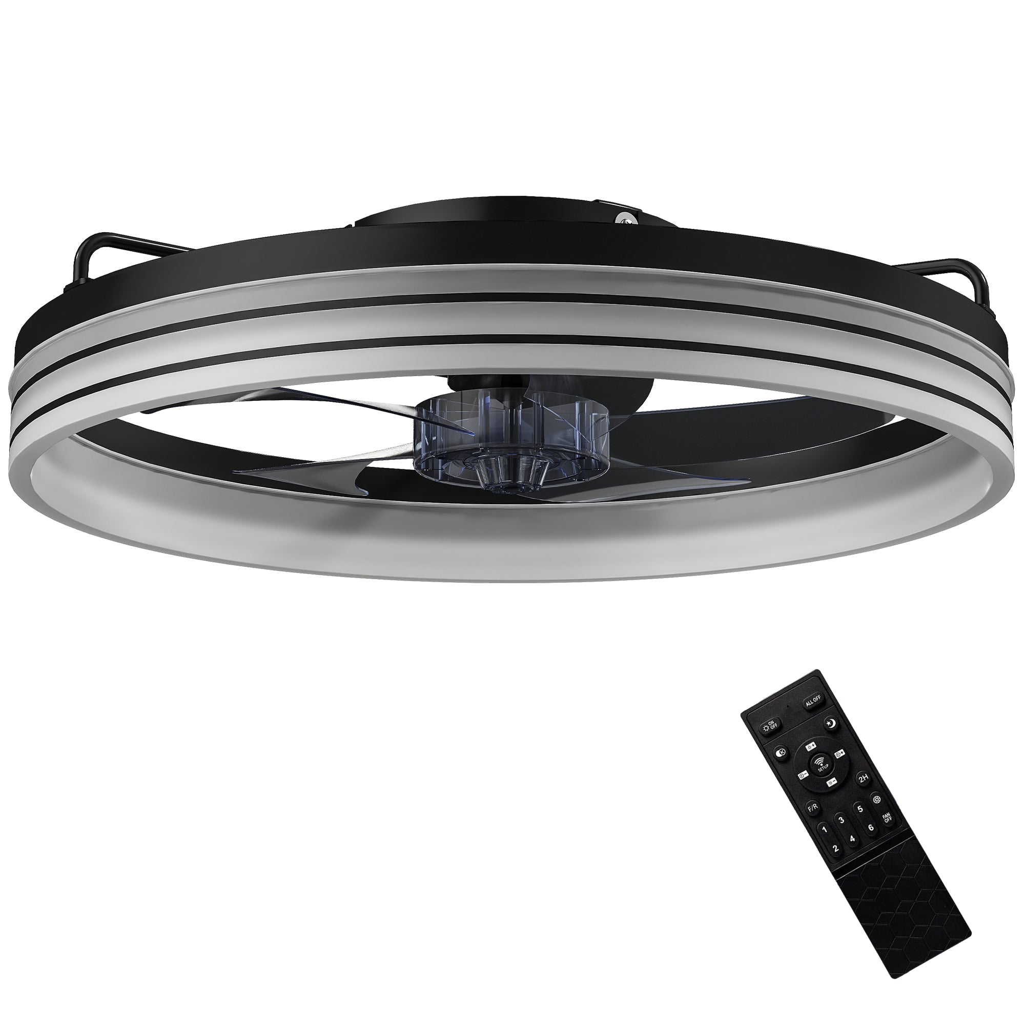 Ceiling Fans with Lights and Remote & App Control, 50cm LED Ceiling Fan Light with 3 Colour Temperatures, 6 Speed, Black