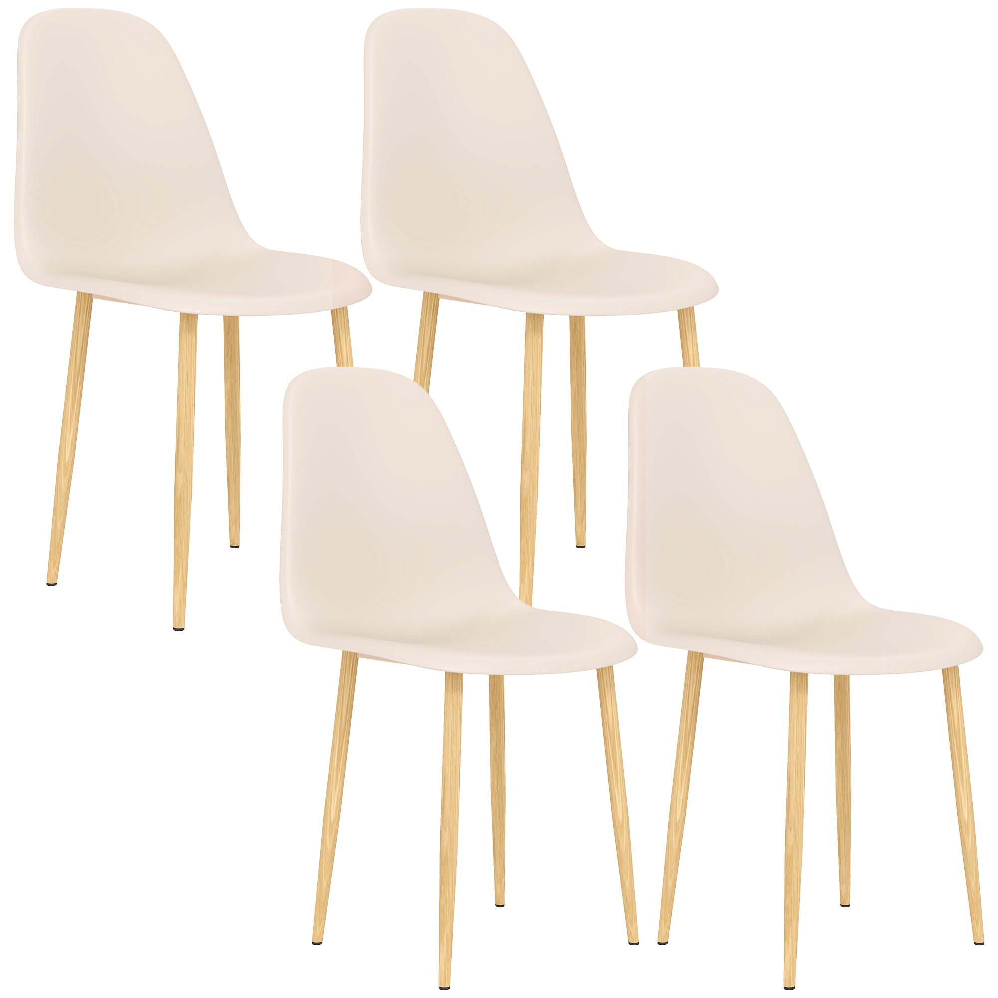 Modern Dining Chairs Set of 4, Kitchen Chairs with Backrest and Steel Legs for Dining Room, Living Room, Khaki