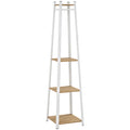 Compact Freestanding Coat Rack - White/Oak