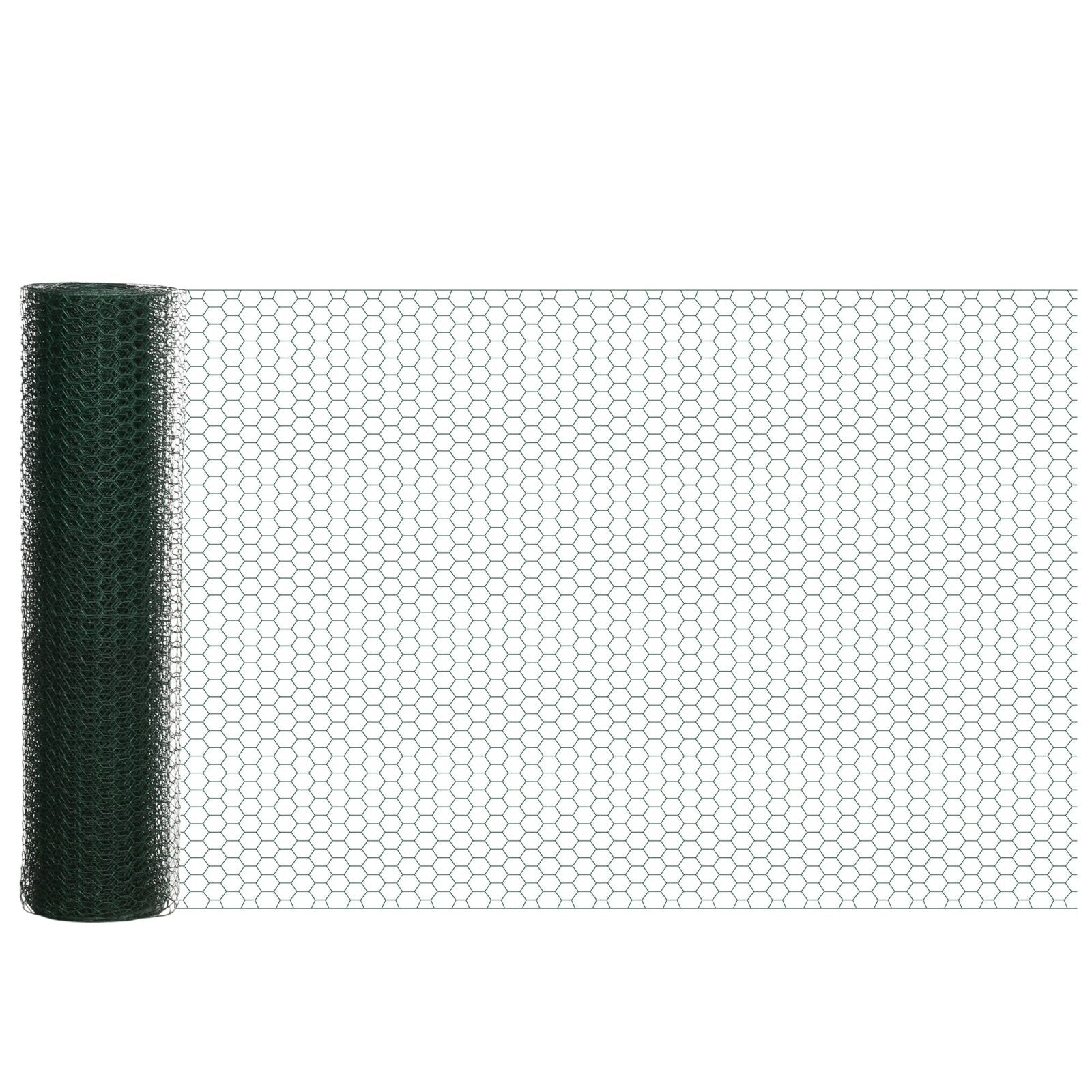 1m x 25m Chicken Wire Mesh, Foldable PVC Coated Welded Garden Fence, Roll Poultry Netting, for Rabbits, Ducks, Gooses, Dark Green - Bedzy UK modern and affordable home furniture England