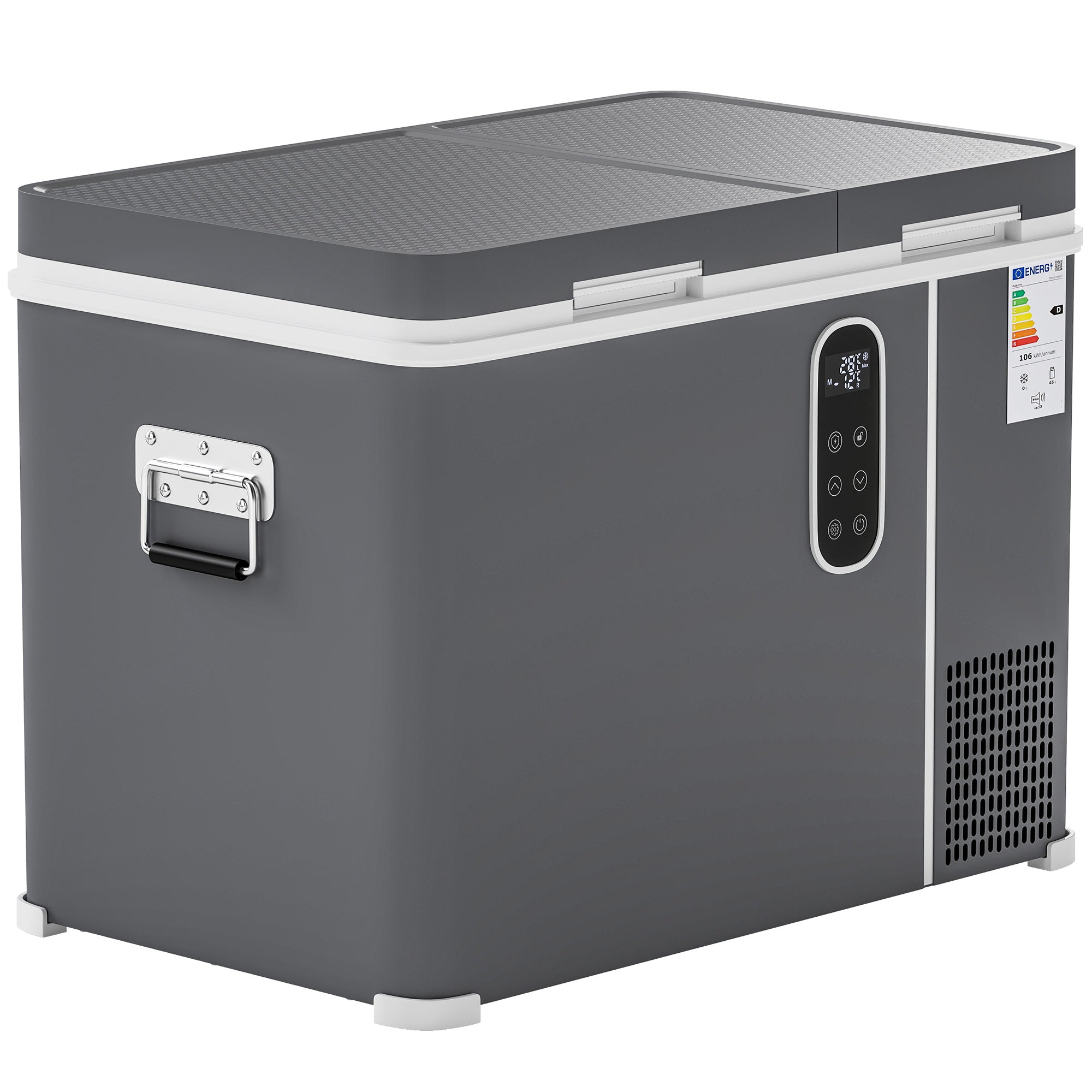 45L Compressor Car Fridge Freezer, Dual Zone Camping Refrigerator with App Control, Grey