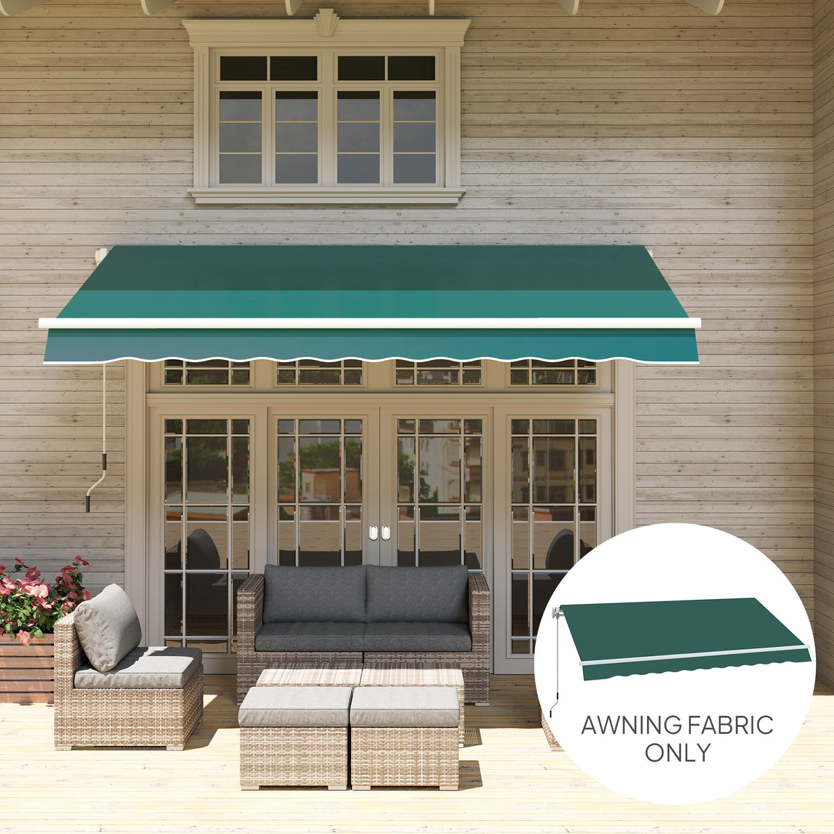Awning Replacement Canopy Fabric 3 x 2.5 m UPF 50+ - Green