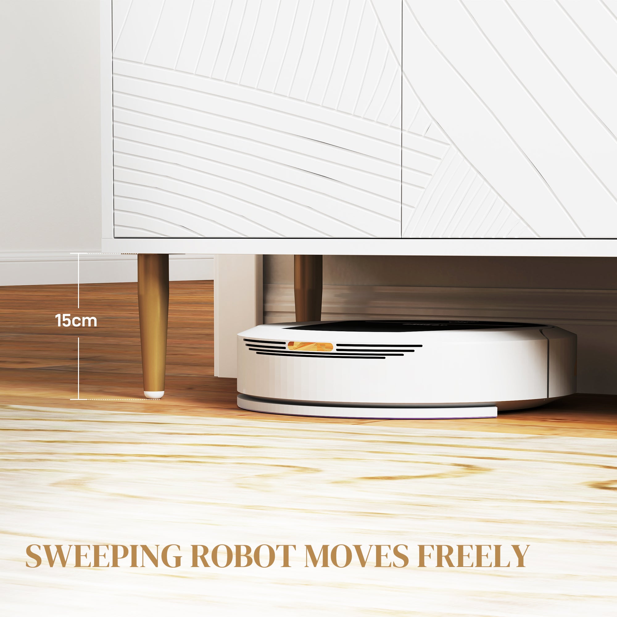 Elegant Two-Cupboard Sideboard - White/Gold-Tone